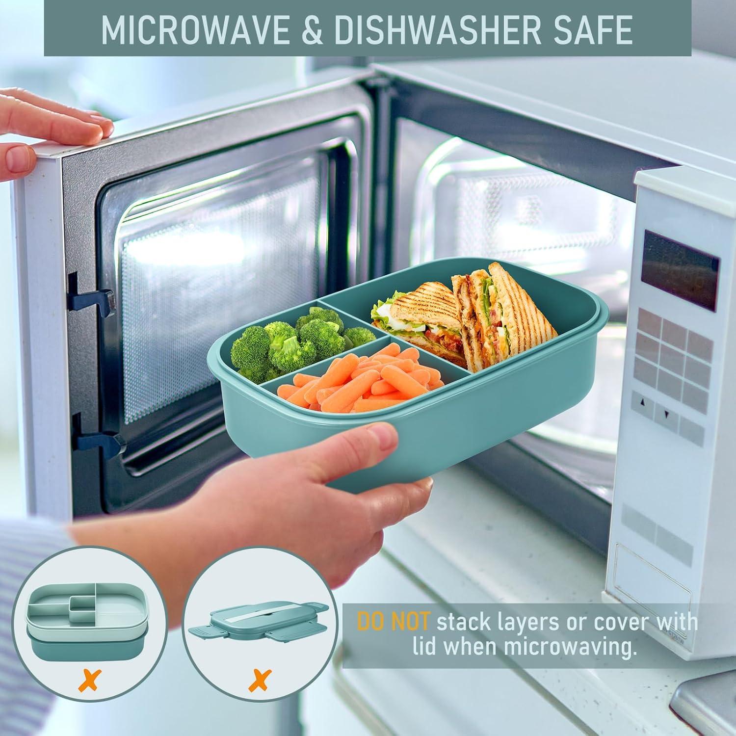 Bento Box Sunhanny 1900ml Verde 3 Capas con Utensilios