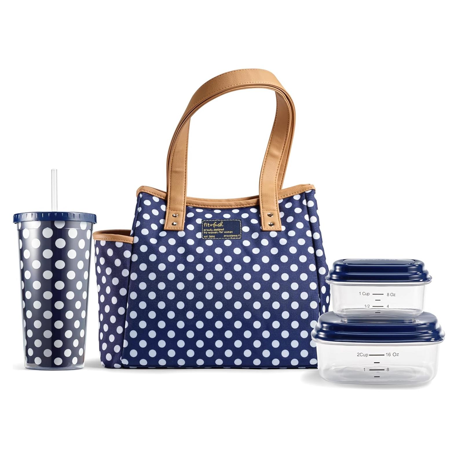 Bolsa de Almuerzo Aislada Fit & Fresh Punto Marino 4 Piezas