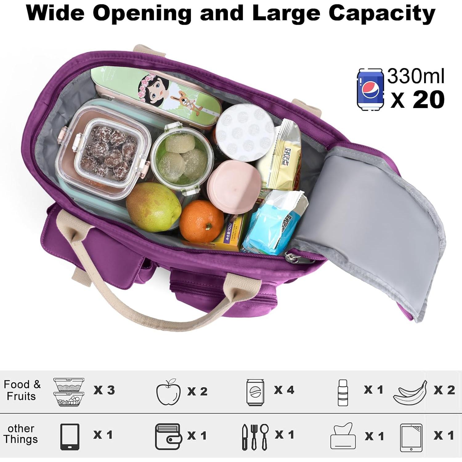 Bolsa de Almuerzo Aislada Hafmall 16L para Adultos Púrpura