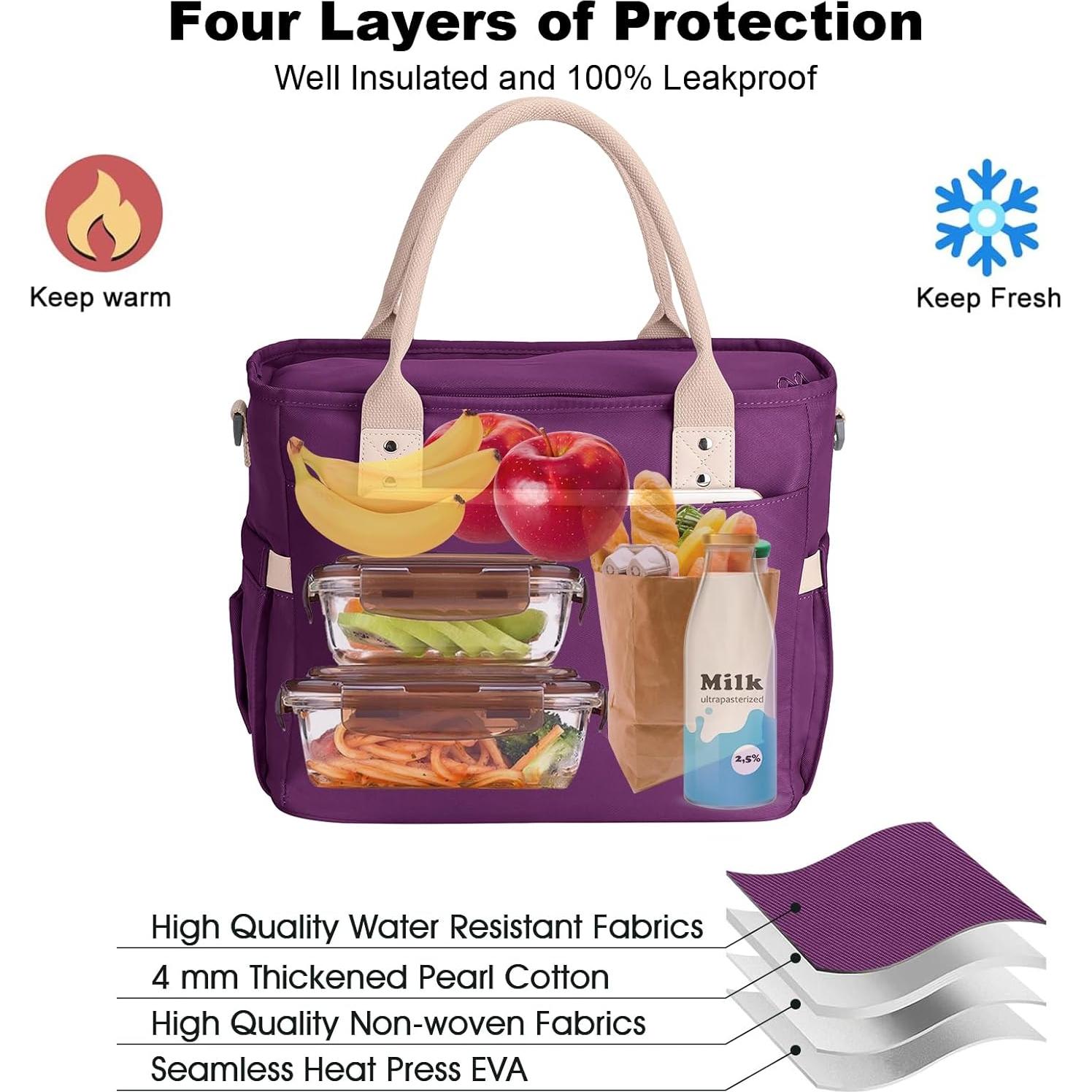 Bolsa de Almuerzo Aislada Hafmall 16L para Adultos Púrpura