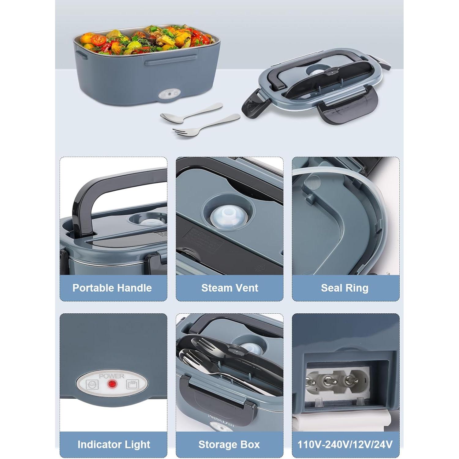 Caja de Almuerzo Eléctrica NestDin 1.5L Acero Inoxidable Azul