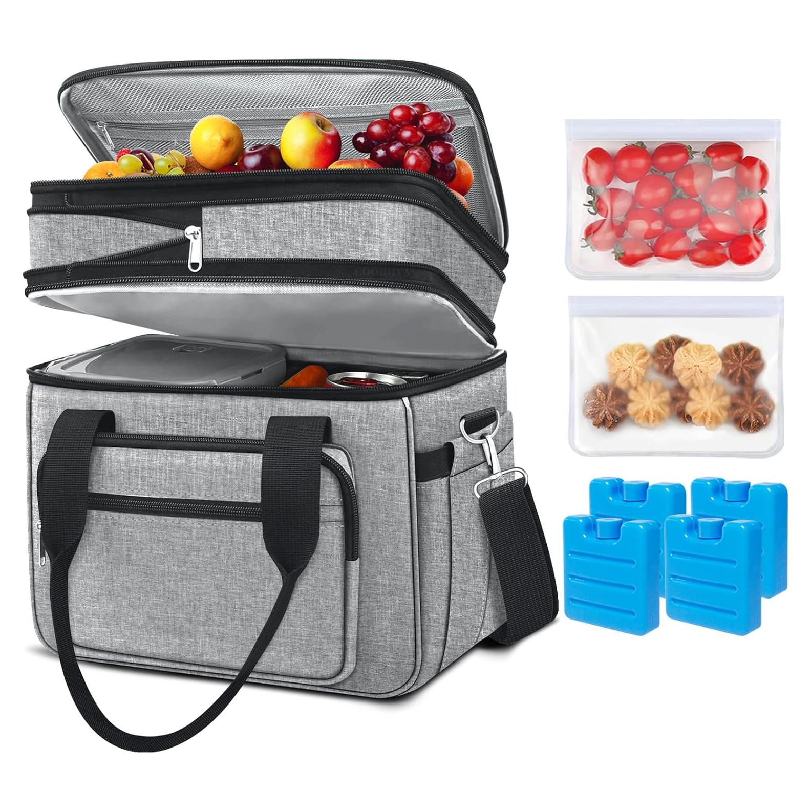 Bolsa Térmica Expandible 23L Coobiiya Gris Aislada con Hielo