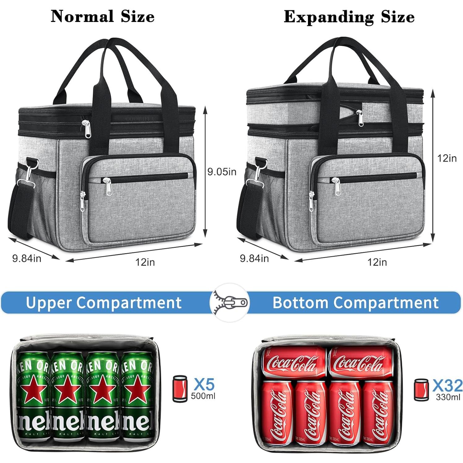 Bolsa Térmica Expandible 23L Coobiiya Gris Aislada con Hielo