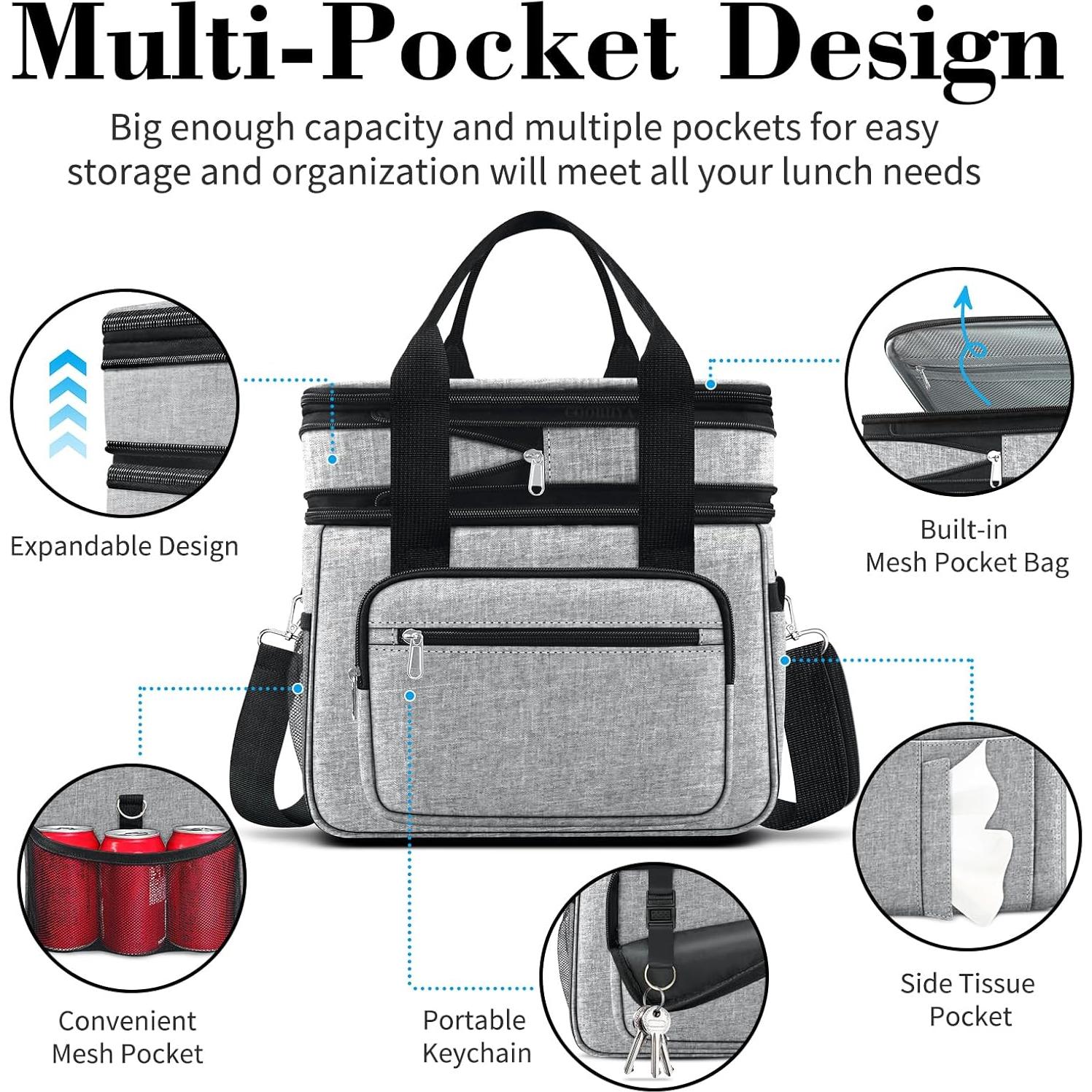 Bolsa Térmica Expandible 23L Coobiiya Gris Aislada con Hielo