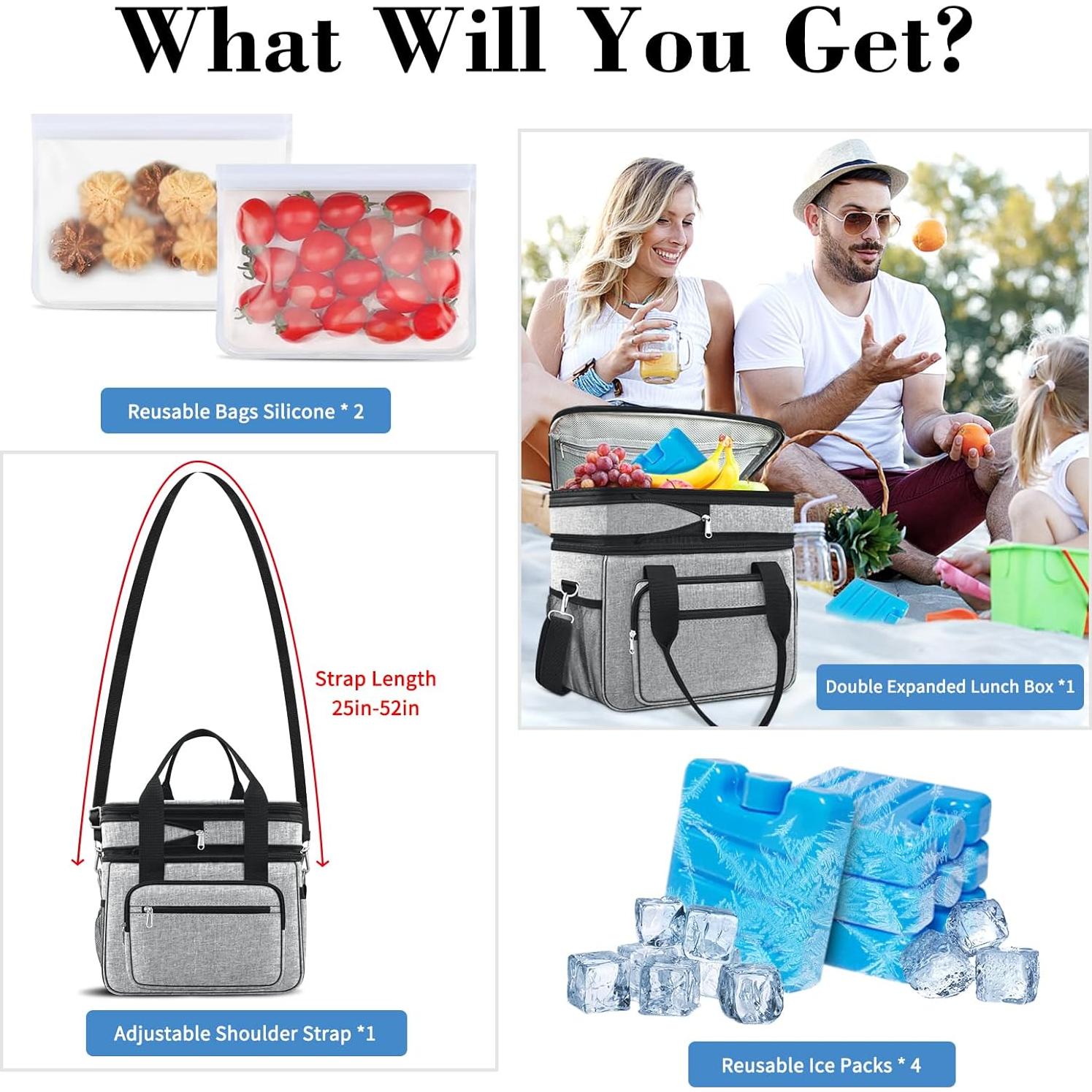 Bolsa Térmica Expandible 23L Coobiiya Gris Aislada con Hielo