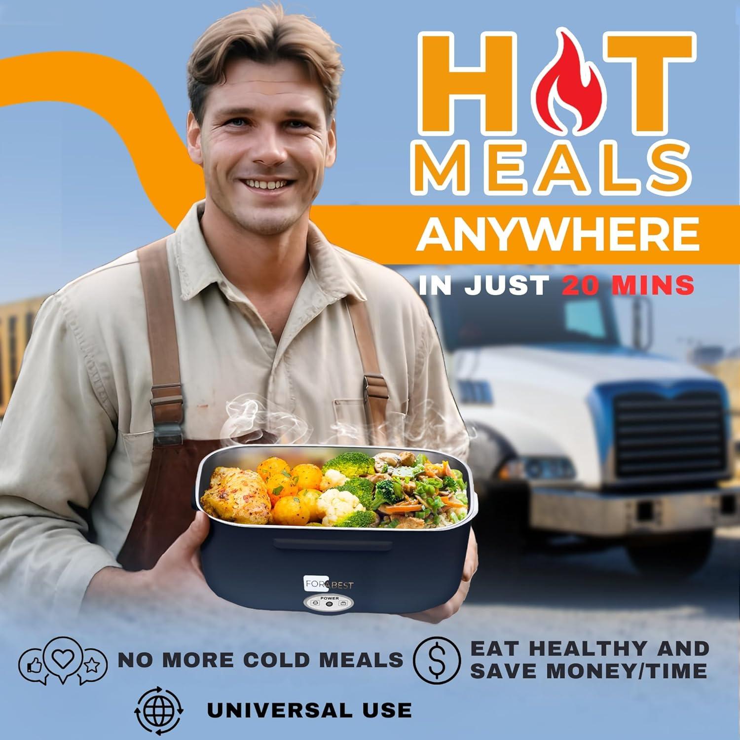 Caja de Almuerzo Eléctrica FORABEST 1.5L 80W Azul Neón