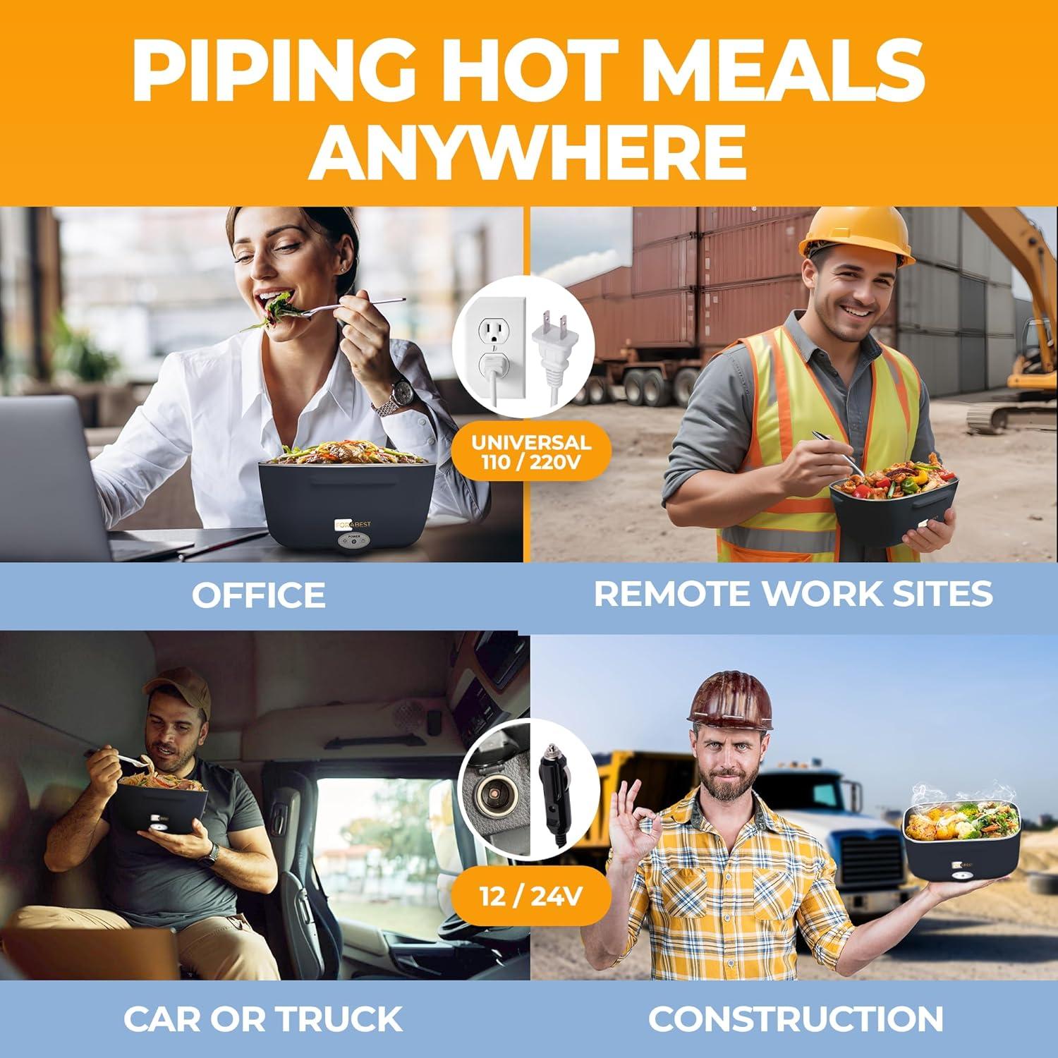 Caja de Almuerzo Eléctrica FORABEST 1.5L 80W Azul Neón