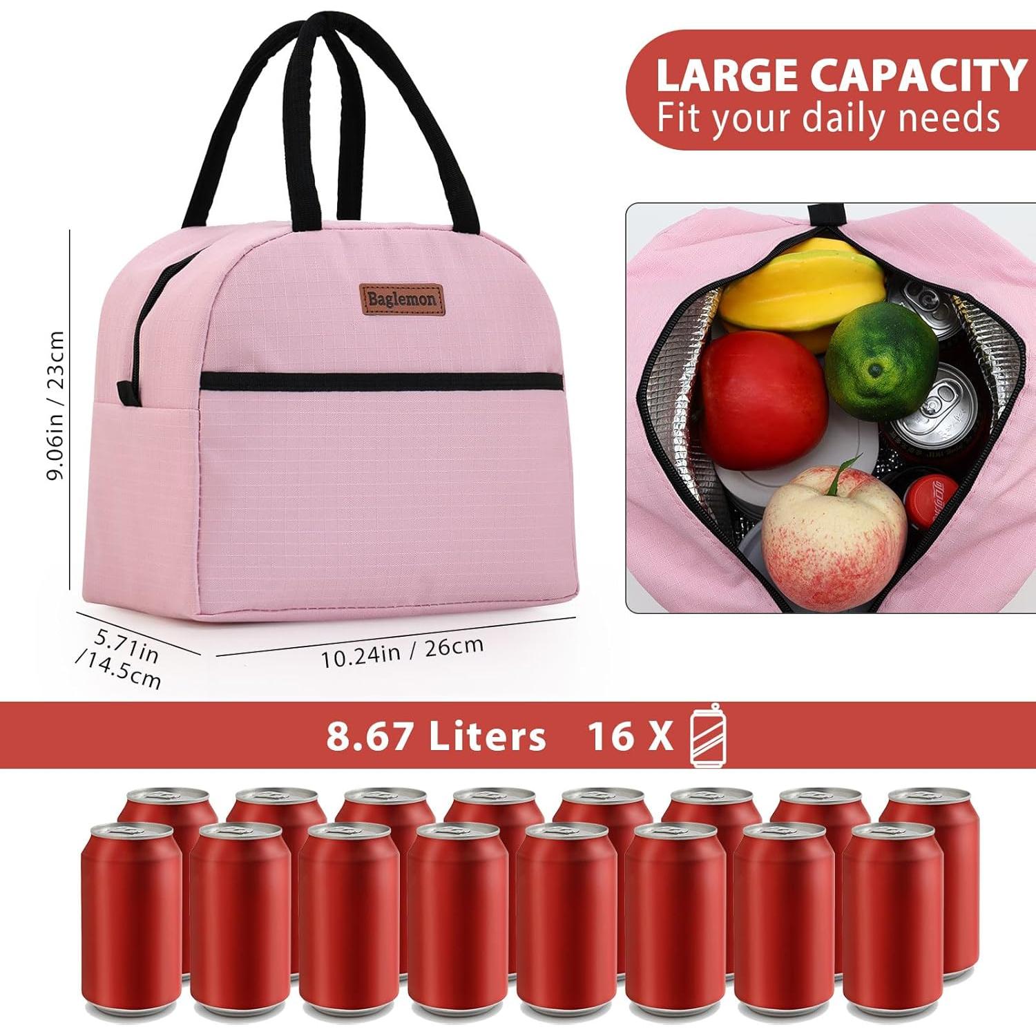 Bolsa de Almuerzo Aislada Baglemon Rosa 26x14.5x23cm