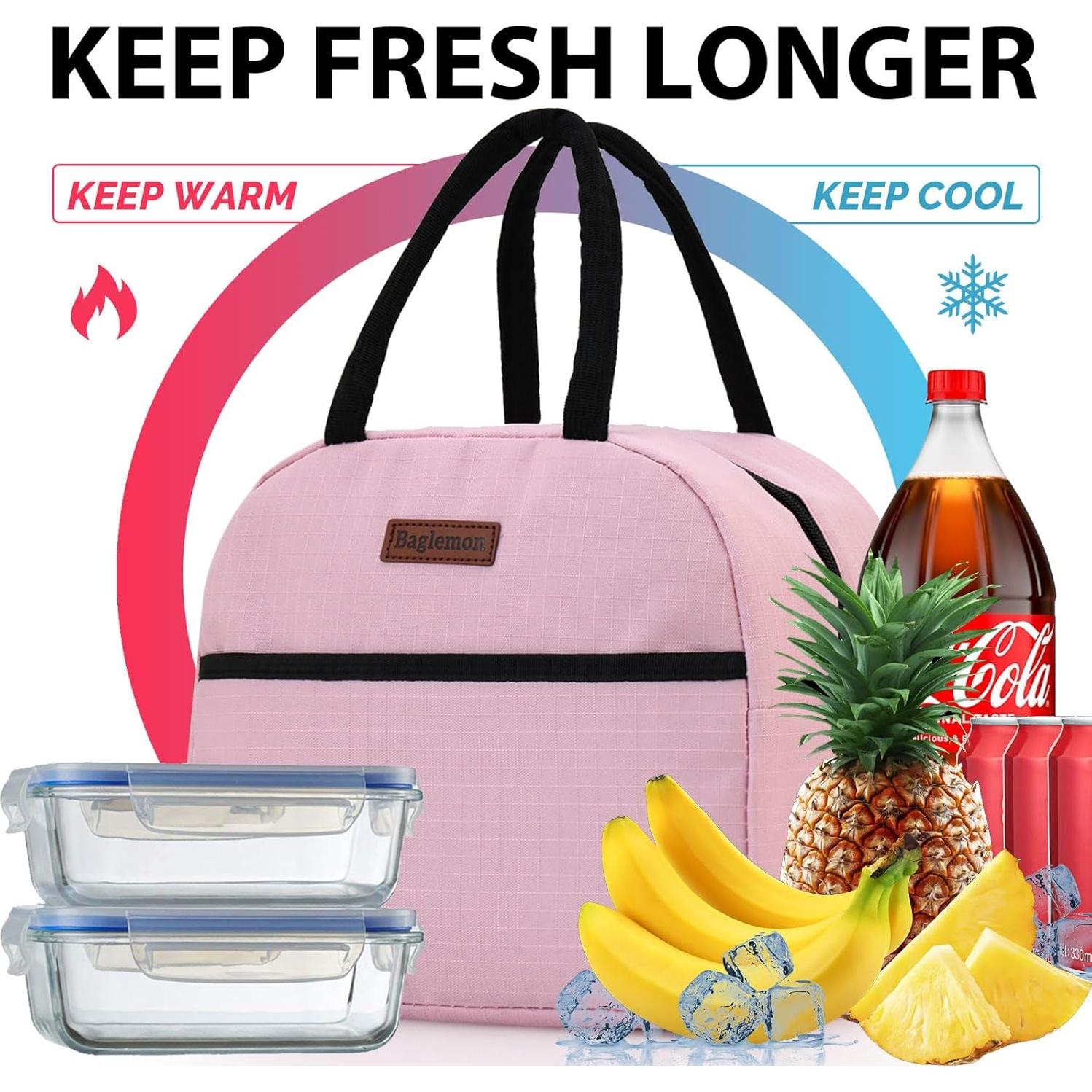 Bolsa de Almuerzo Aislada Baglemon Rosa 26x14.5x23cm