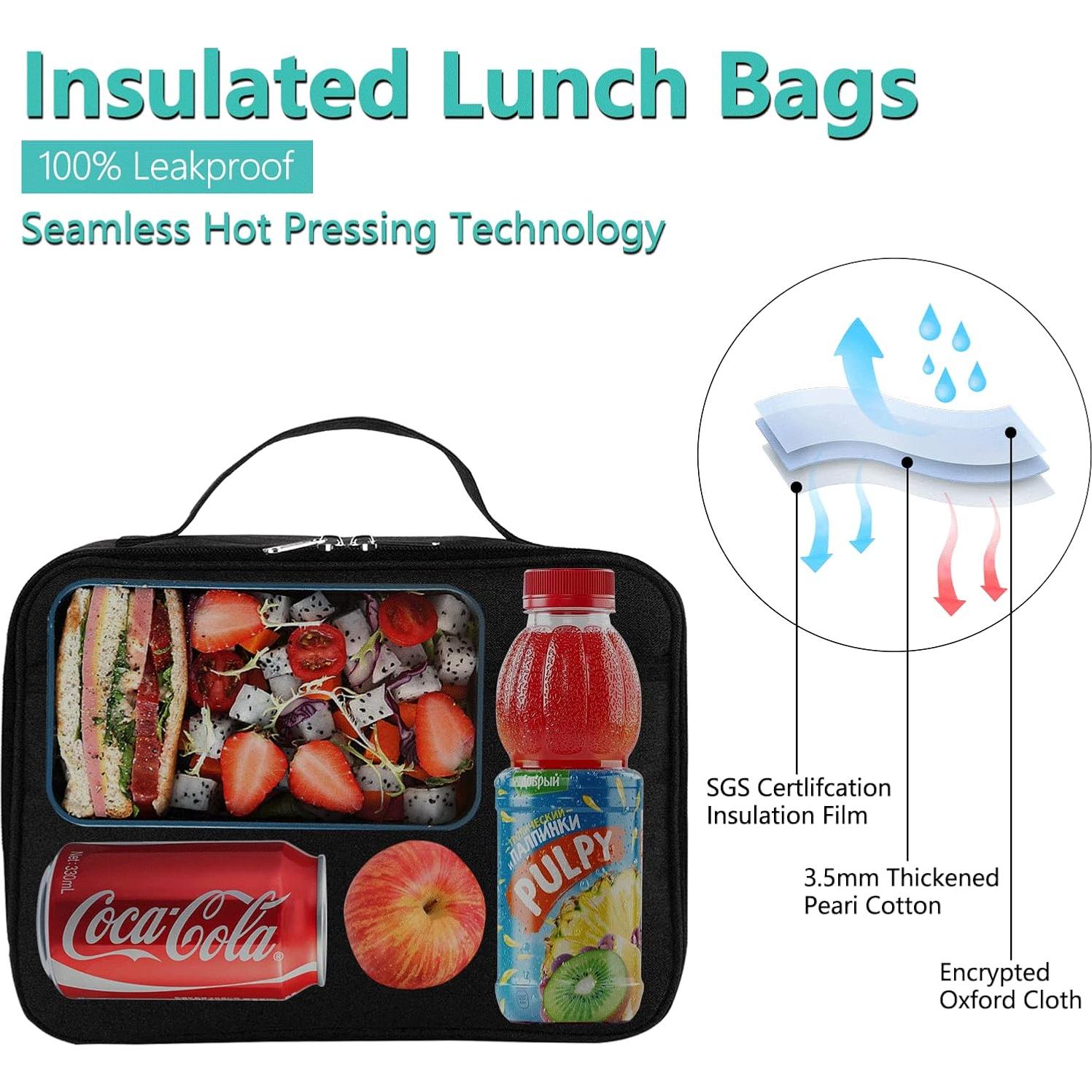Bolsa de Almuerzo Aislada Kissleaf Negra 2.99L Impermeable