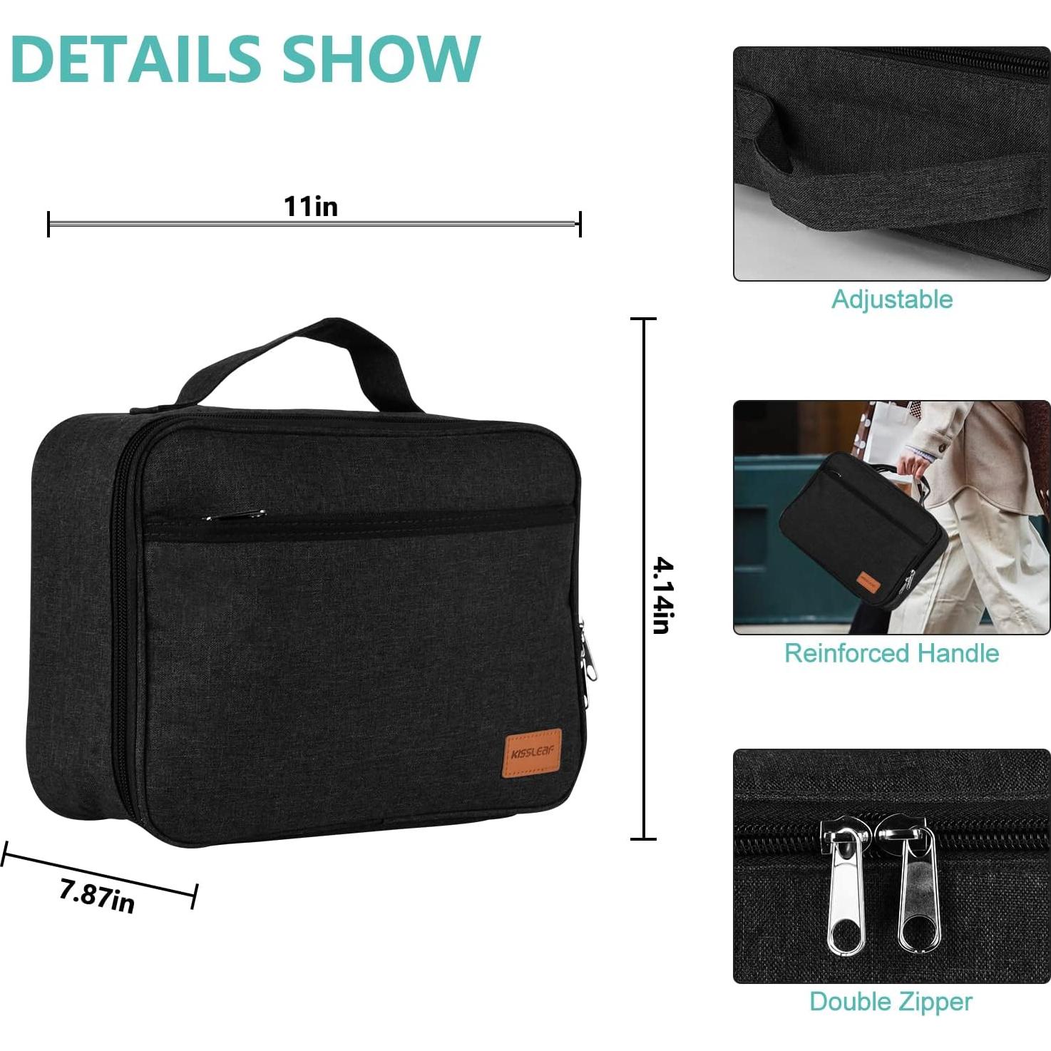 Bolsa de Almuerzo Aislada Kissleaf Negra 2.99L Impermeable