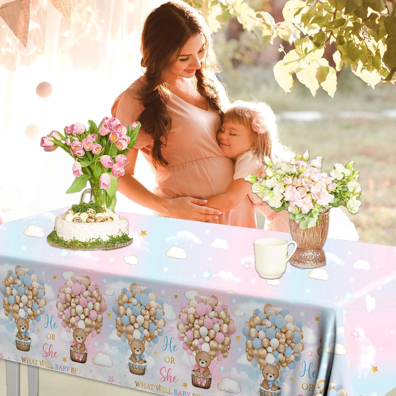 Manteles de Fiesta de Bebé Dydamud Oso 3Pcs Rosa y Azul