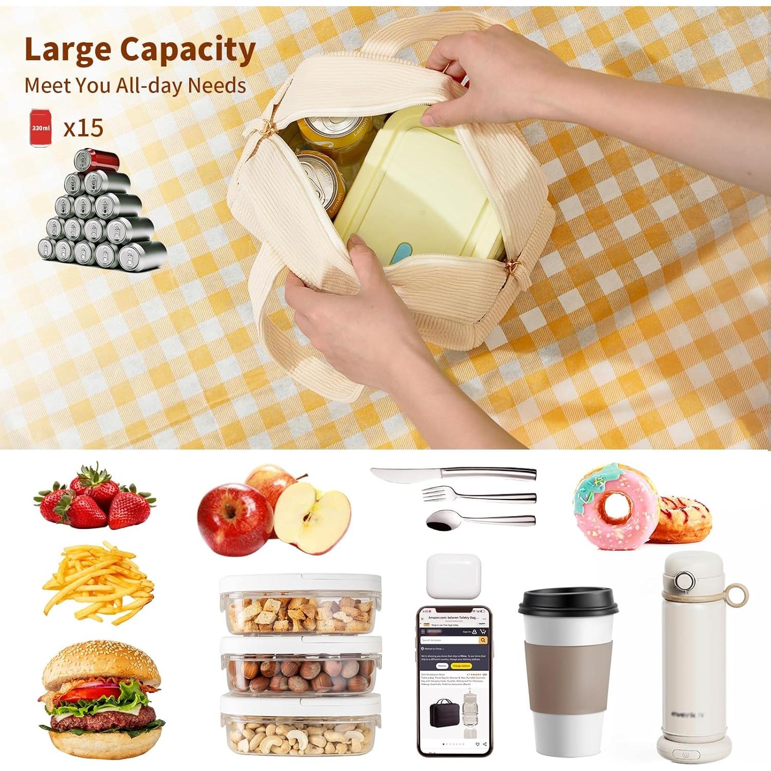 Bolsa de Almuerzo Aislada Belaven Beige 15 Latas 0.31 kg