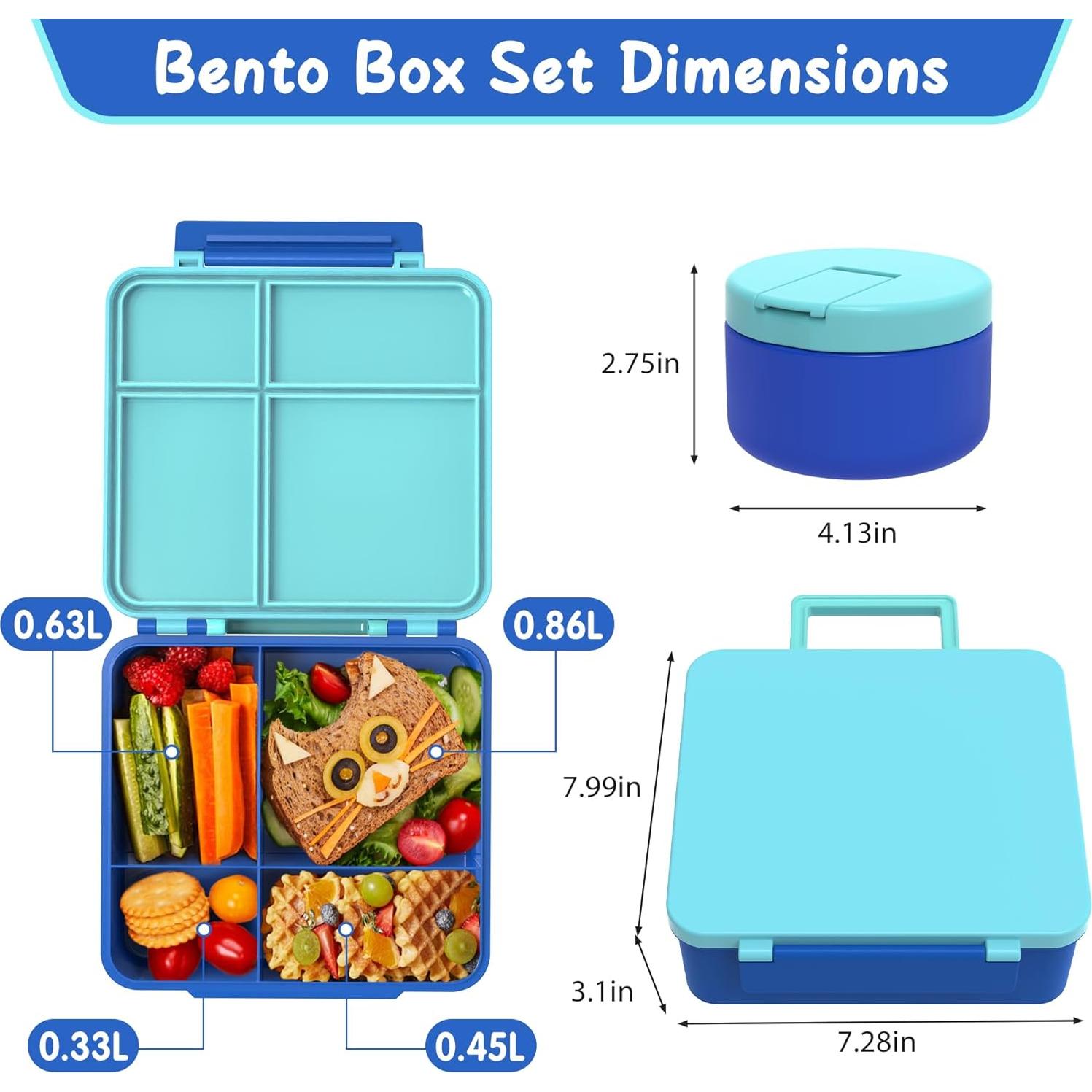Caja de Almuerzo Bento Azul con Termo Aislado 226g
