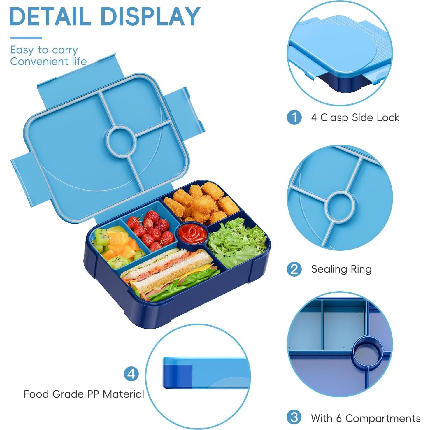 Caja de Almuerzo Bento Winproper 1150 ml 6 Compartimentos Azul