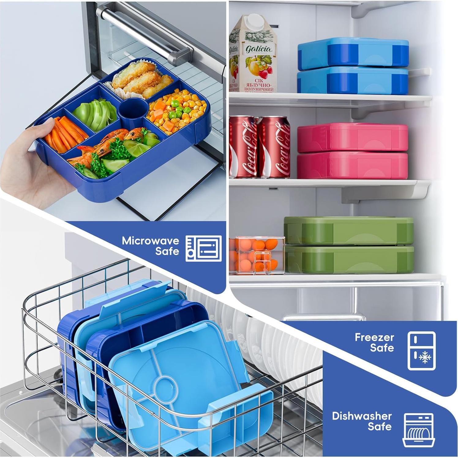 Caja de Almuerzo Bento Winproper 1150 ml 6 Compartimentos Azul