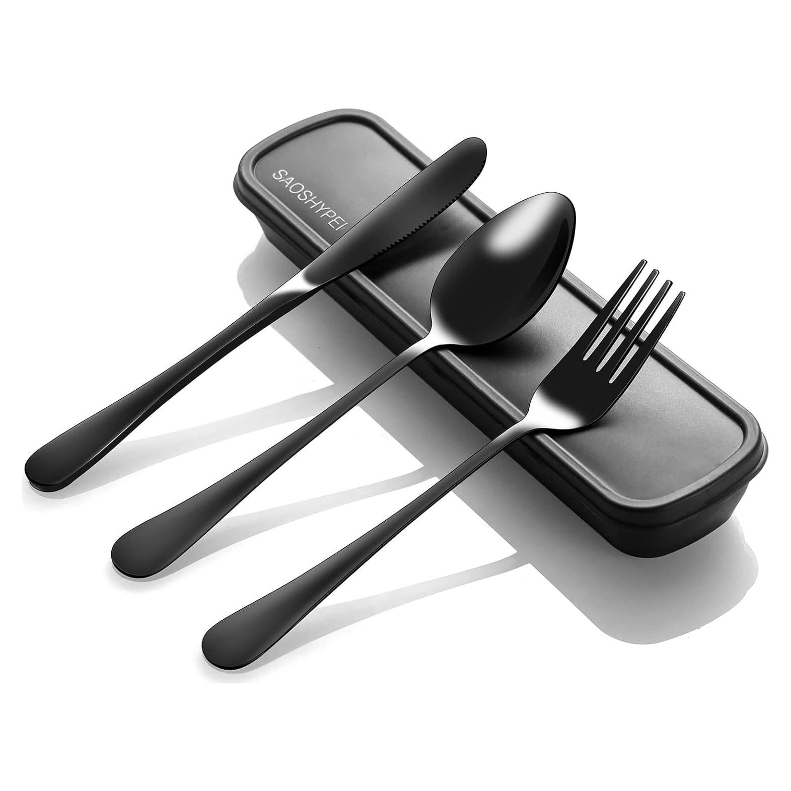 Juego de Utensilios Portátil SAOSHYPEI 4 Piezas Acero Inoxidable