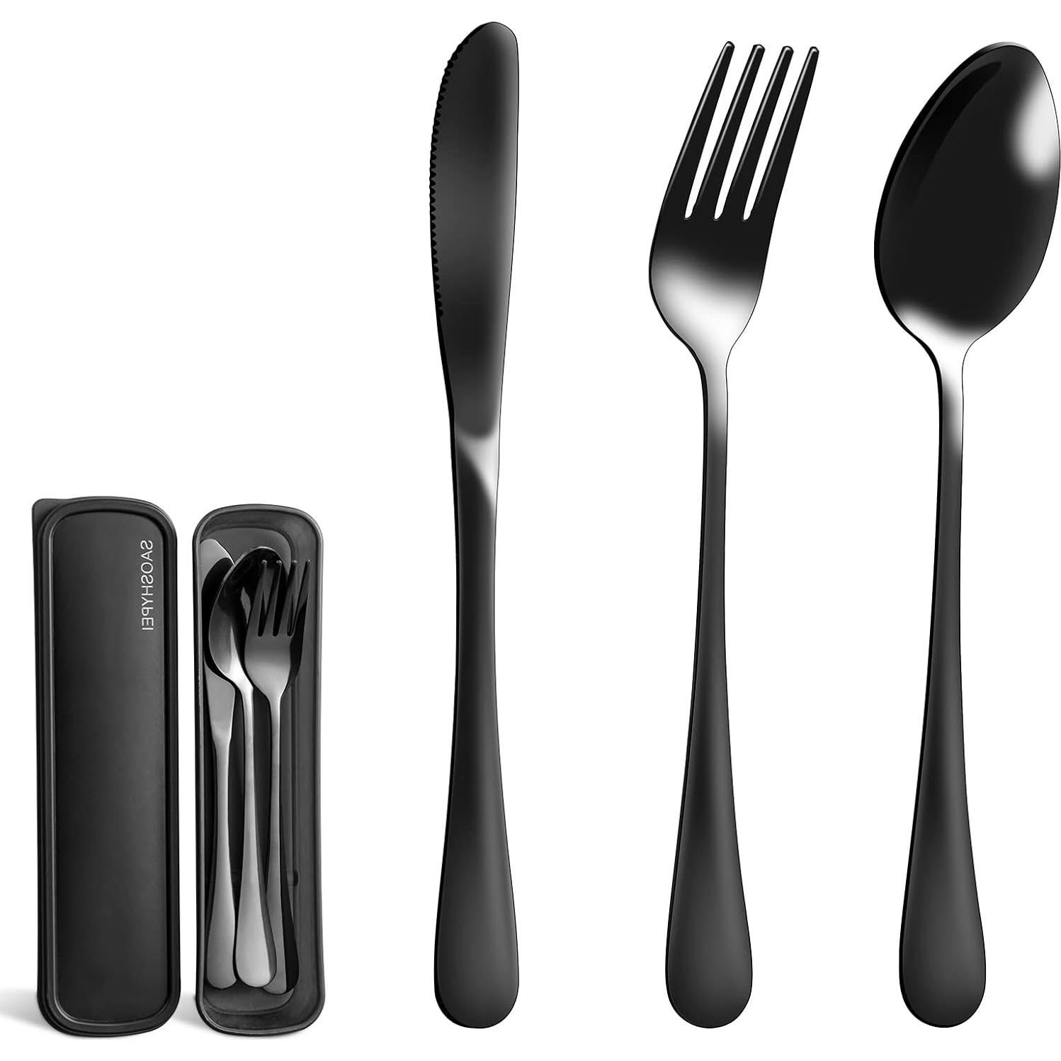 Juego de Utensilios Portátil SAOSHYPEI 4 Piezas Acero Inoxidable