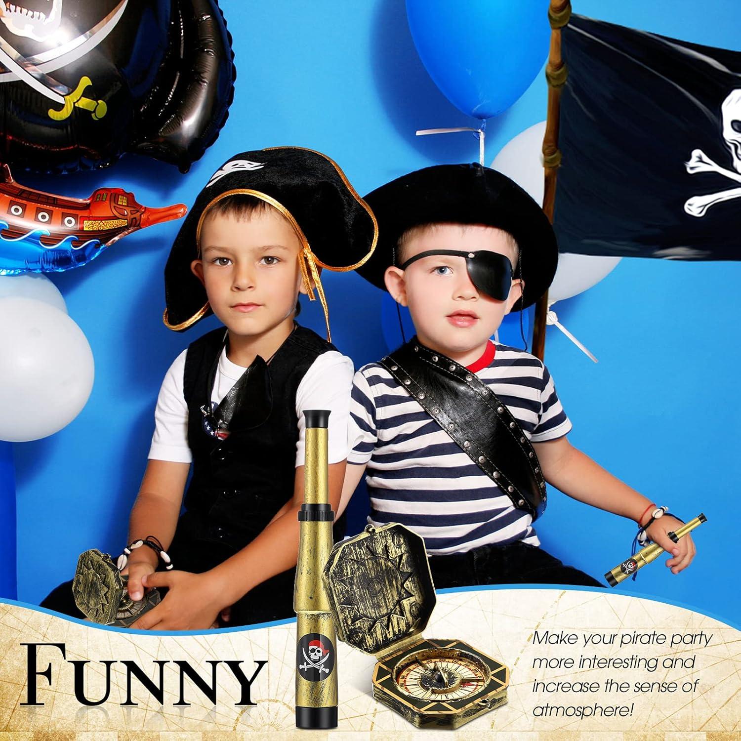 Set 2 Piezas Juguetes Telescopio y Brújula Pirata Gejoy