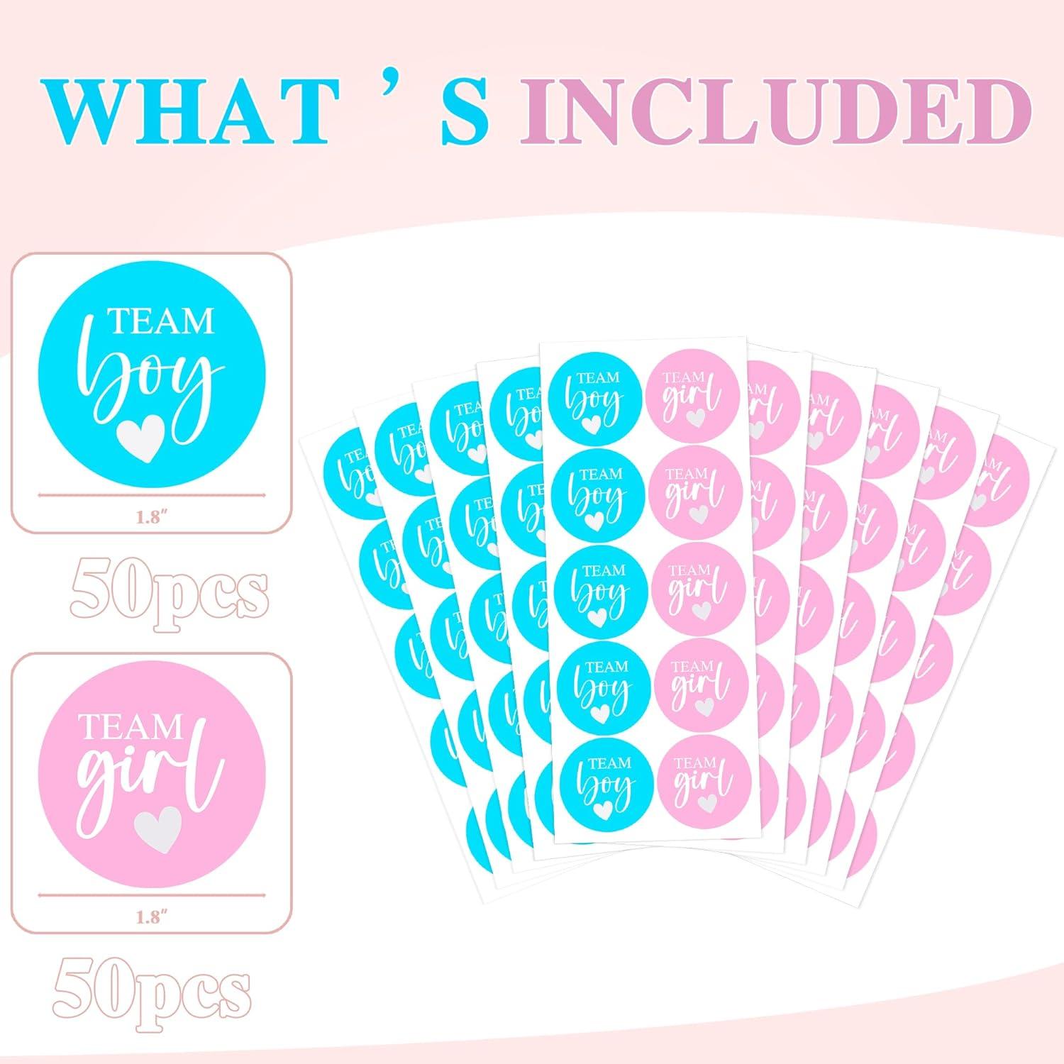 Stickers de Revelación de Género ZouYee - 100 Piezas Rosa/Azul