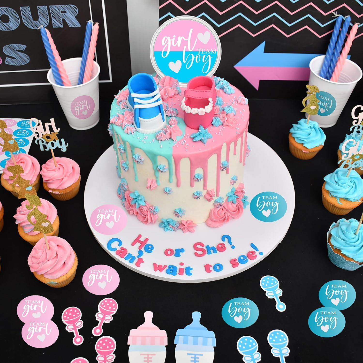 Stickers de Revelación de Género ZouYee - 100 Piezas Rosa/Azul