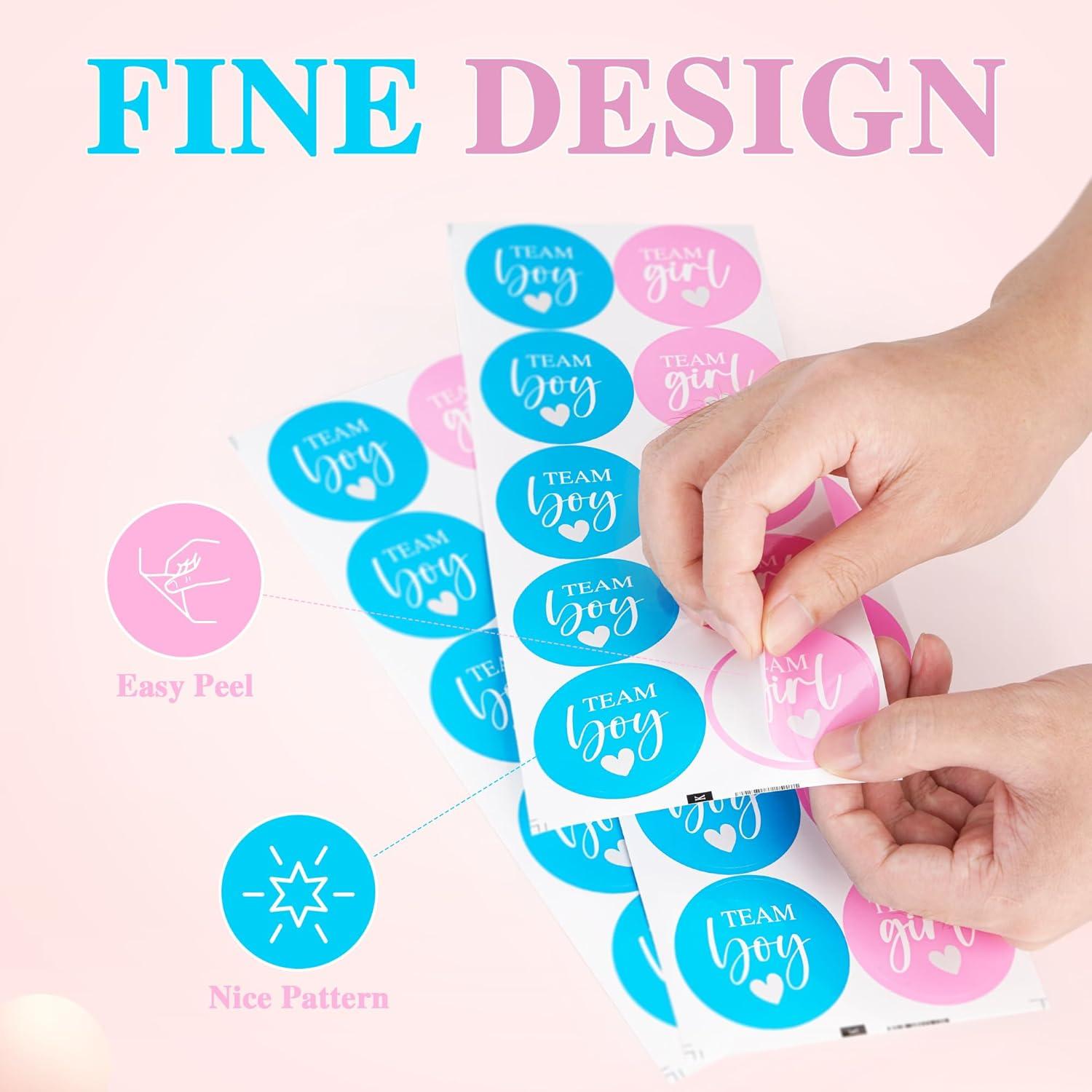 Stickers de Revelación de Género ZouYee - 100 Piezas Rosa/Azul