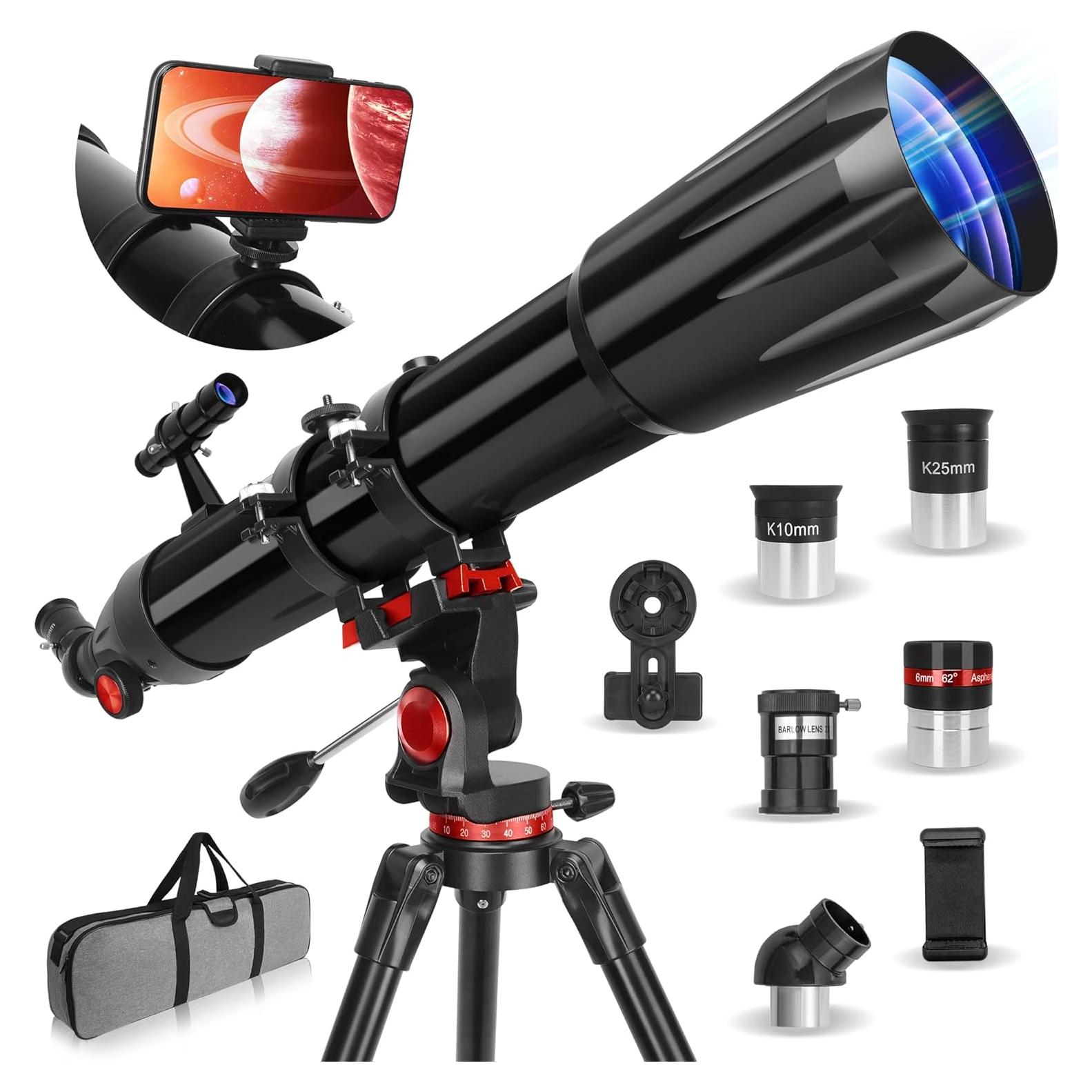 Telescopio HETEKAN 90 mm Aumento 450X con Trípode Ajustable