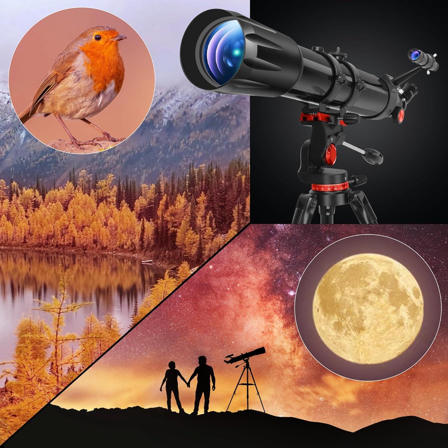 Telescopio HETEKAN 90 mm Aumento 450X con Trípode Ajustable