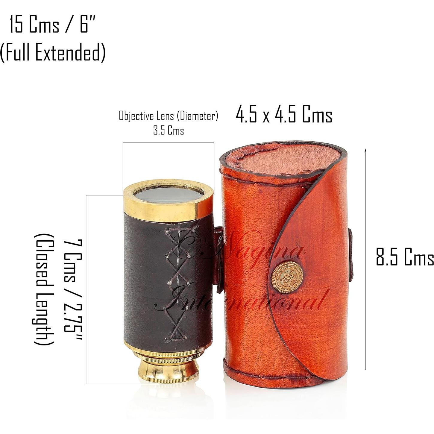 Telescopio de mano Nagina de latón 15 cm con bolsa