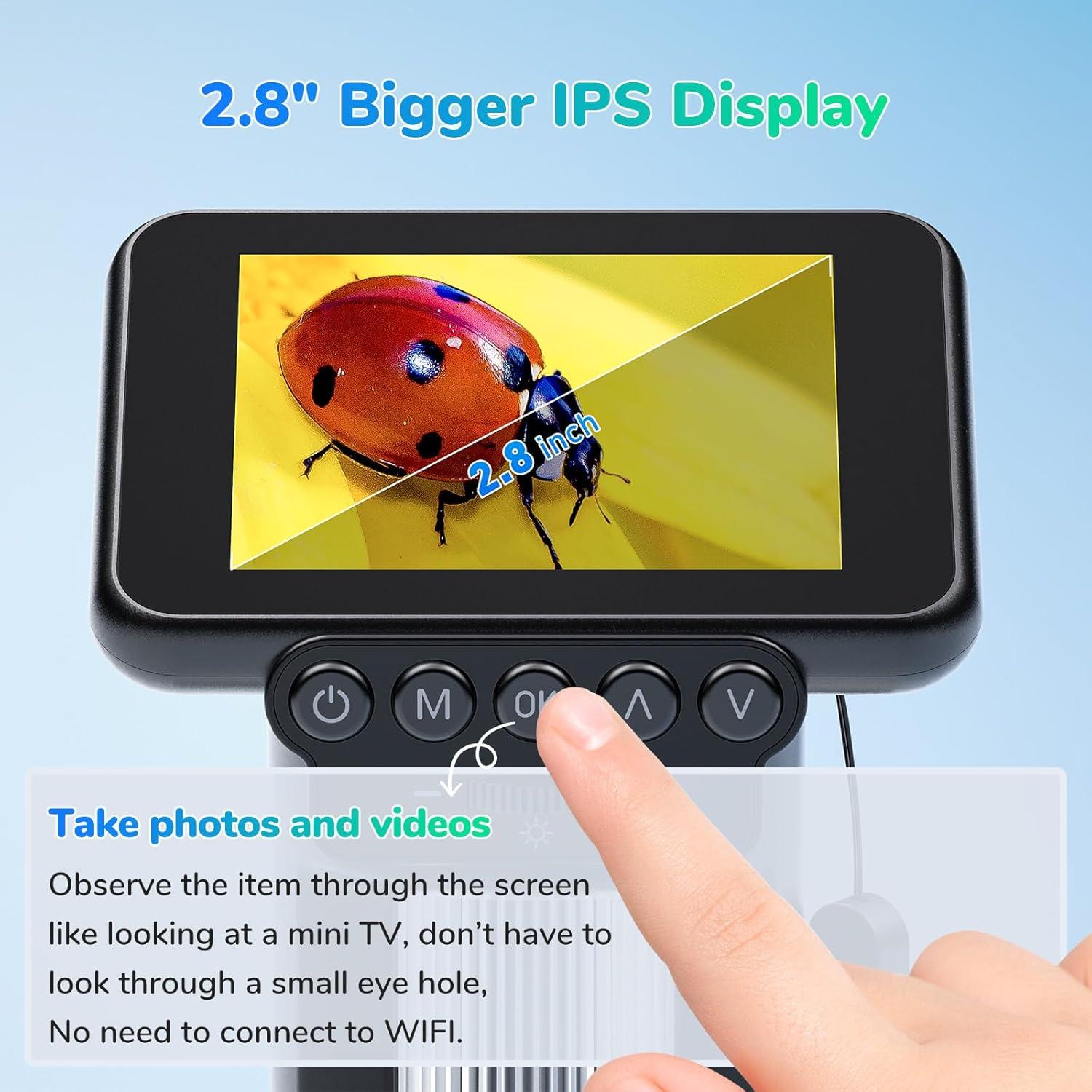 Microscopio Portátil LINKMICRO LM013 con Pantalla LCD 2.8"