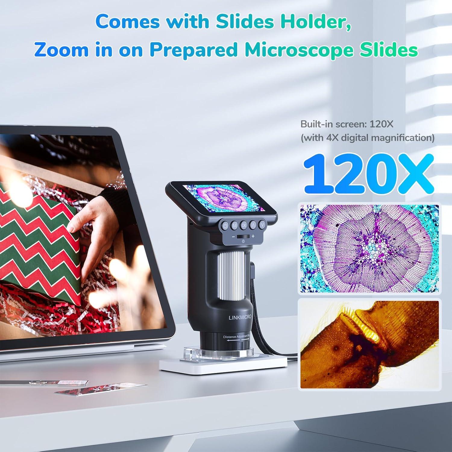 Microscopio Portátil LINKMICRO LM013 con Pantalla LCD 2.8"