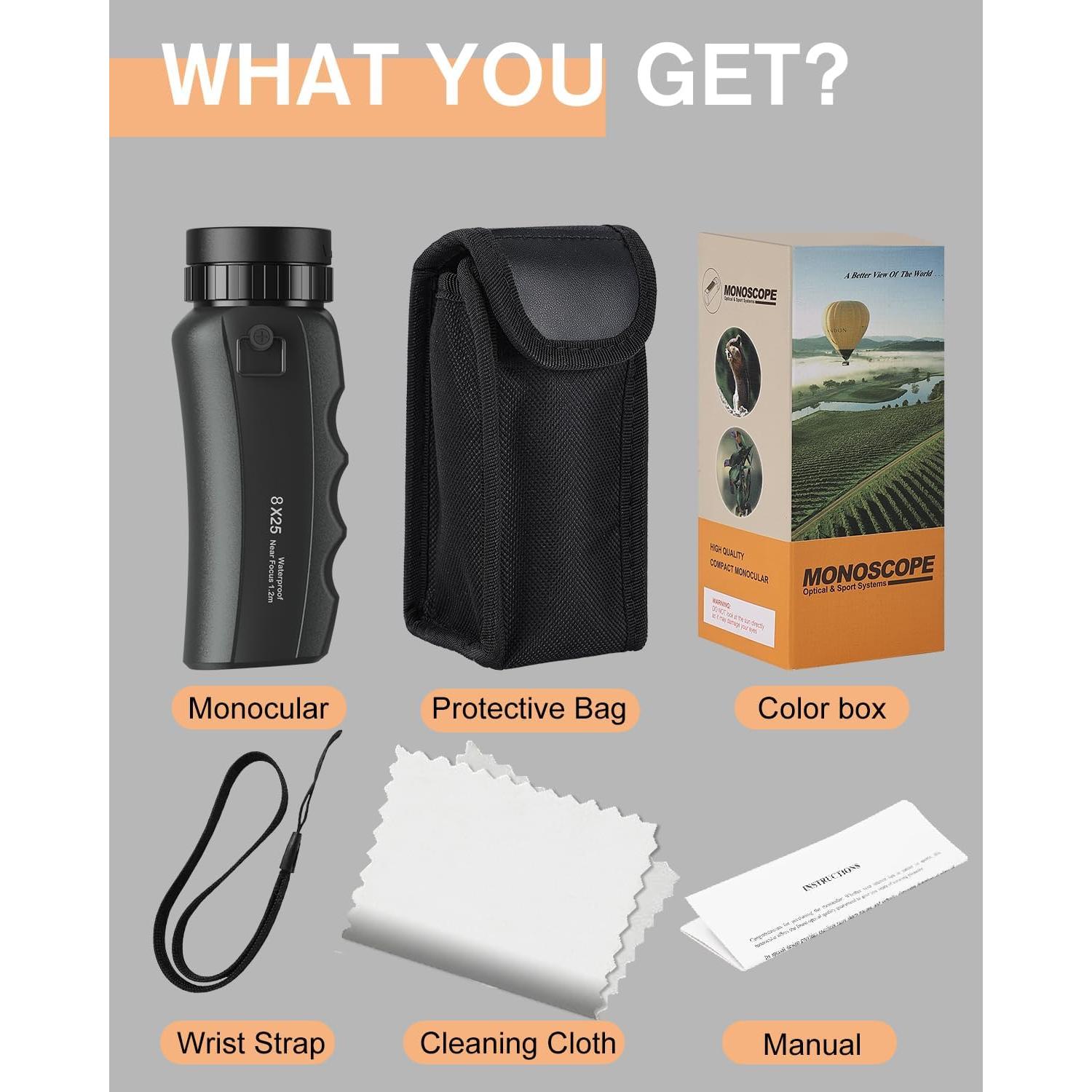 Telescopio Monocular Plegable Hipimvp 8x25 para Aves y Camping