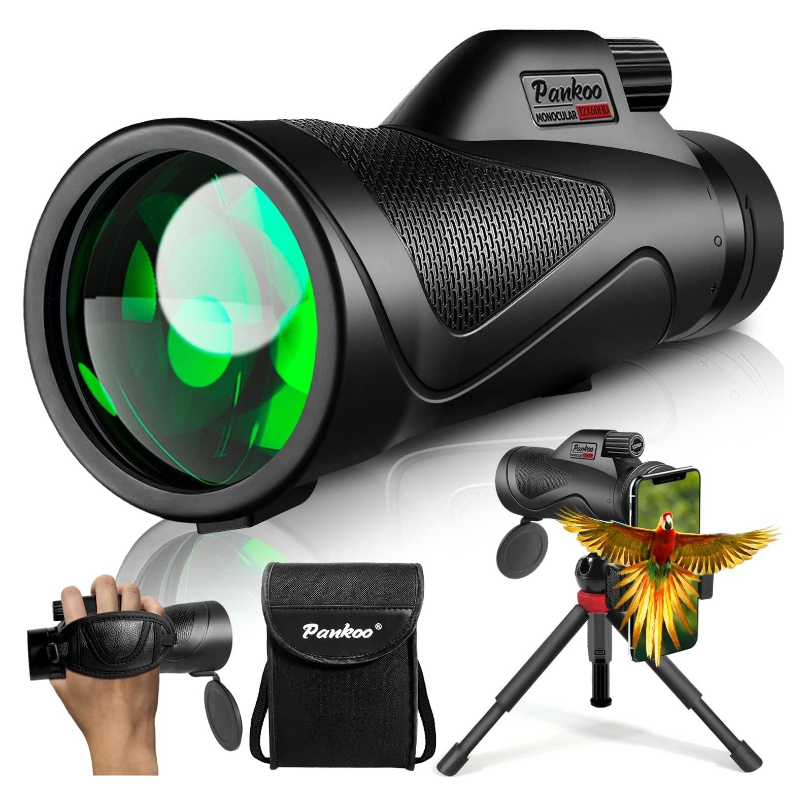 Telescopio Monocular Pankoo 12x60 con Adaptador y Trípode