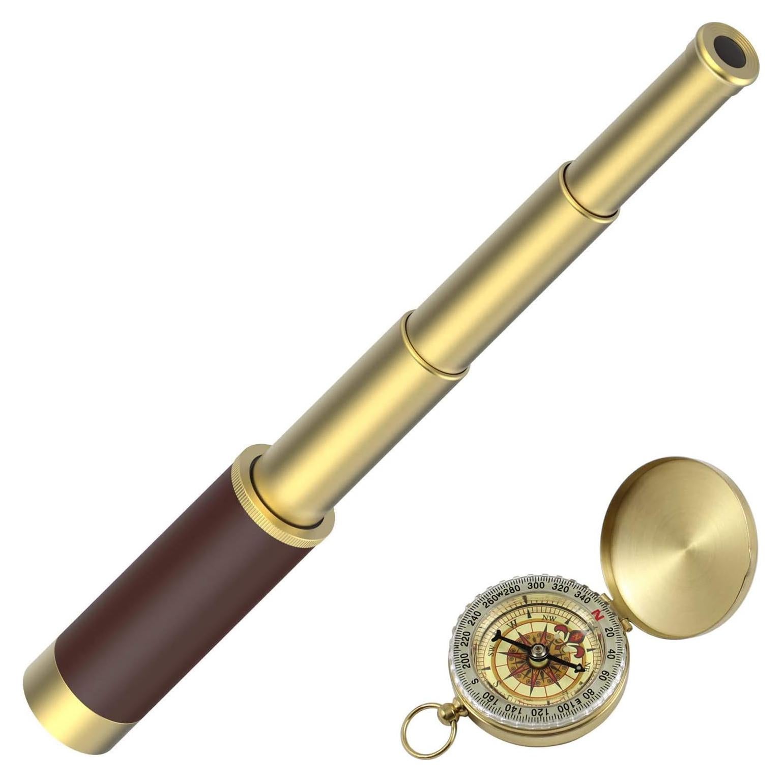 Telescopio Pirata Retro 25x30 con Compás para Niños