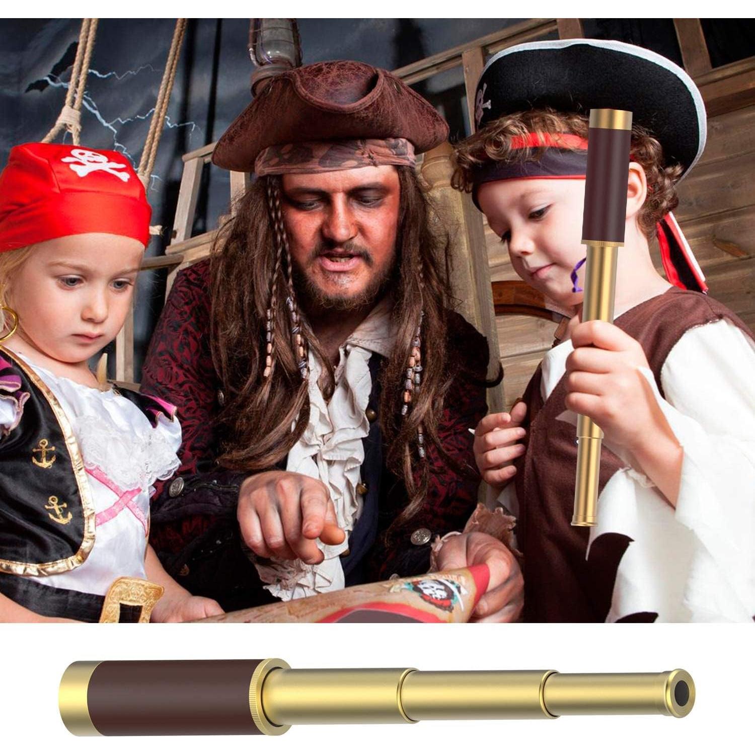 Telescopio Pirata Retro 25x30 con Compás para Niños