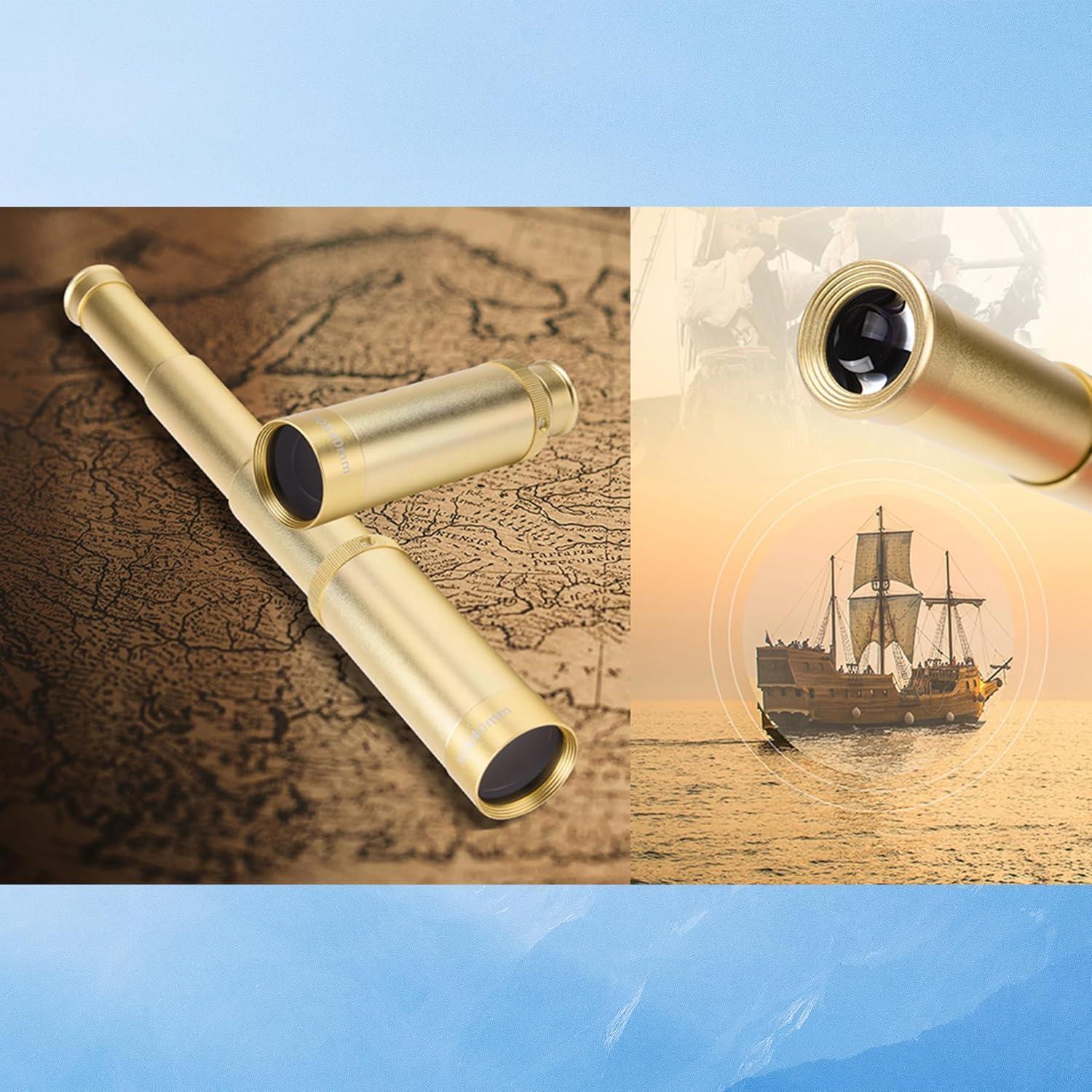 Telescopio Monocular Pirata Yourelexit 30x40 Plegable Oro