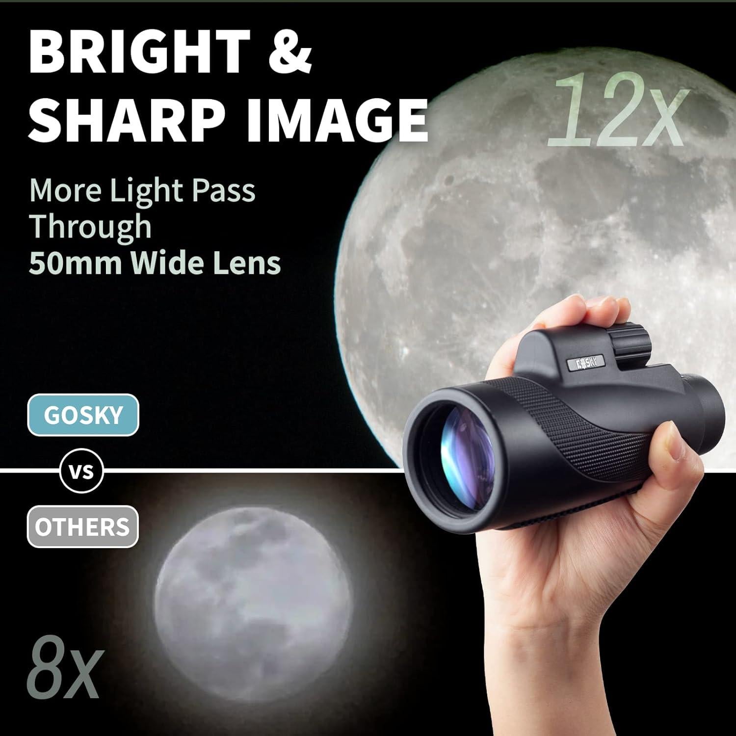 Telescopio Monocular Gosky Titan 12X50 Impermeable