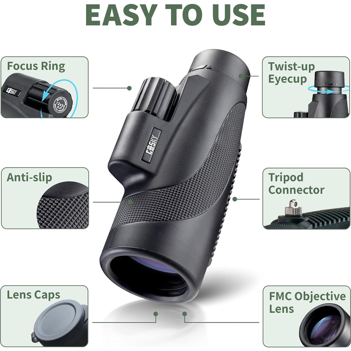 Telescopio Monocular Gosky Titan 12X50 Impermeable