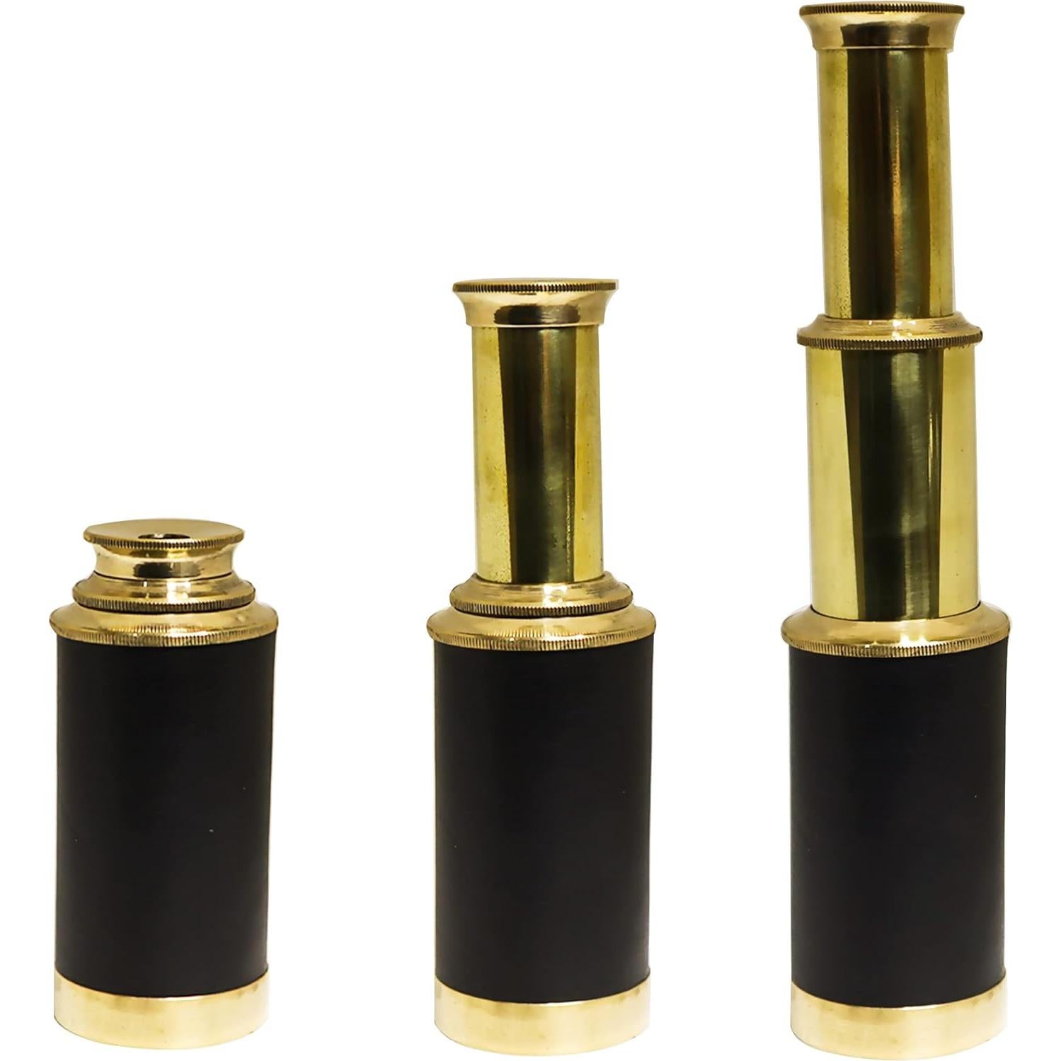 Telescopio Antiguo de Latón PORTHO 15 cm con Caja de Madera