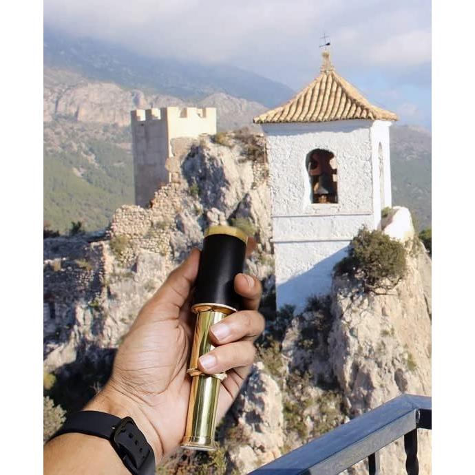Telescopio Antiguo de Latón PORTHO 15 cm con Caja de Madera