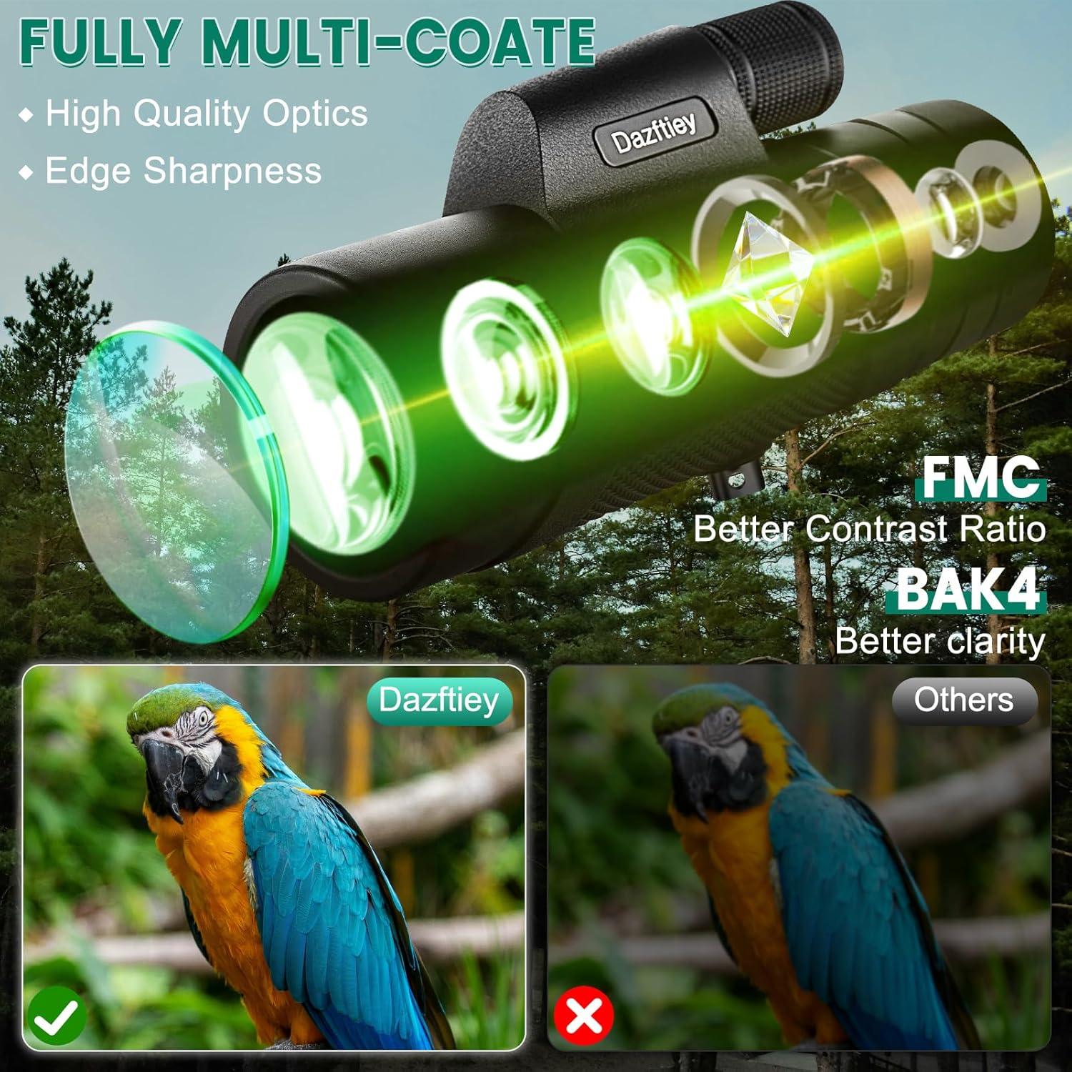 Monocular Dazftiey 12x50 Compacto Alta Potencia