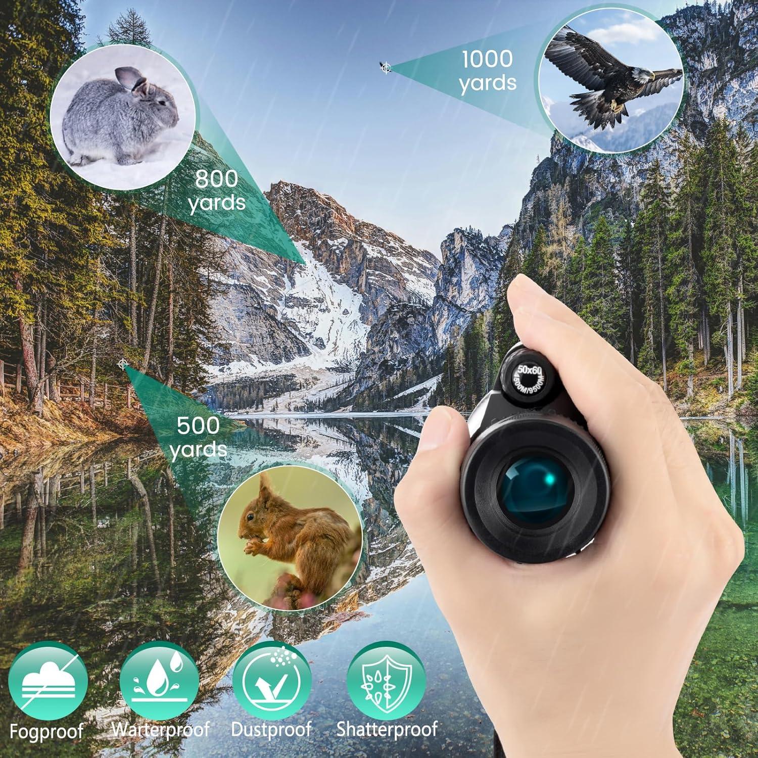 Monocular Dazftiey 12x50 Compacto Alta Potencia