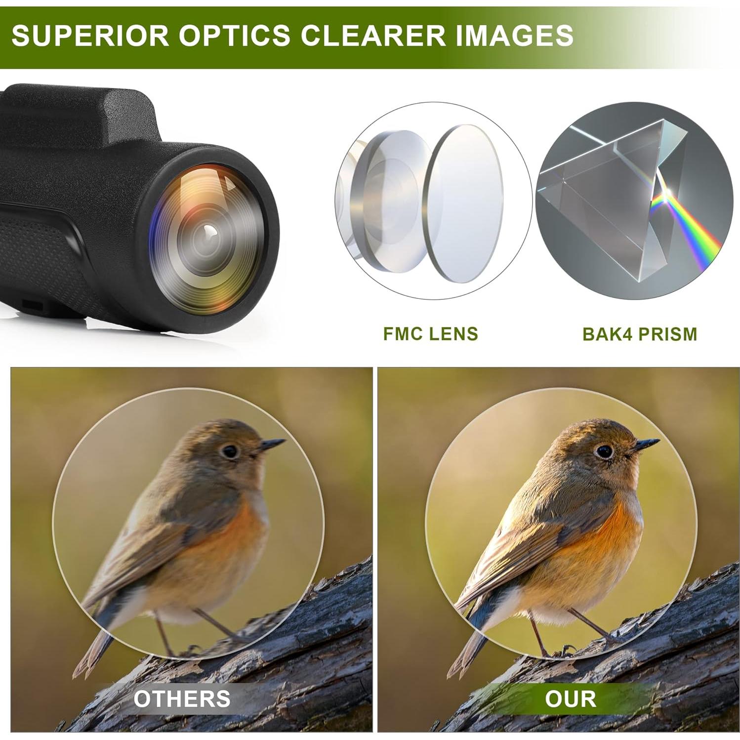 Telescopio Monocular HD 12x55 Aoziqi Impermeable 2023