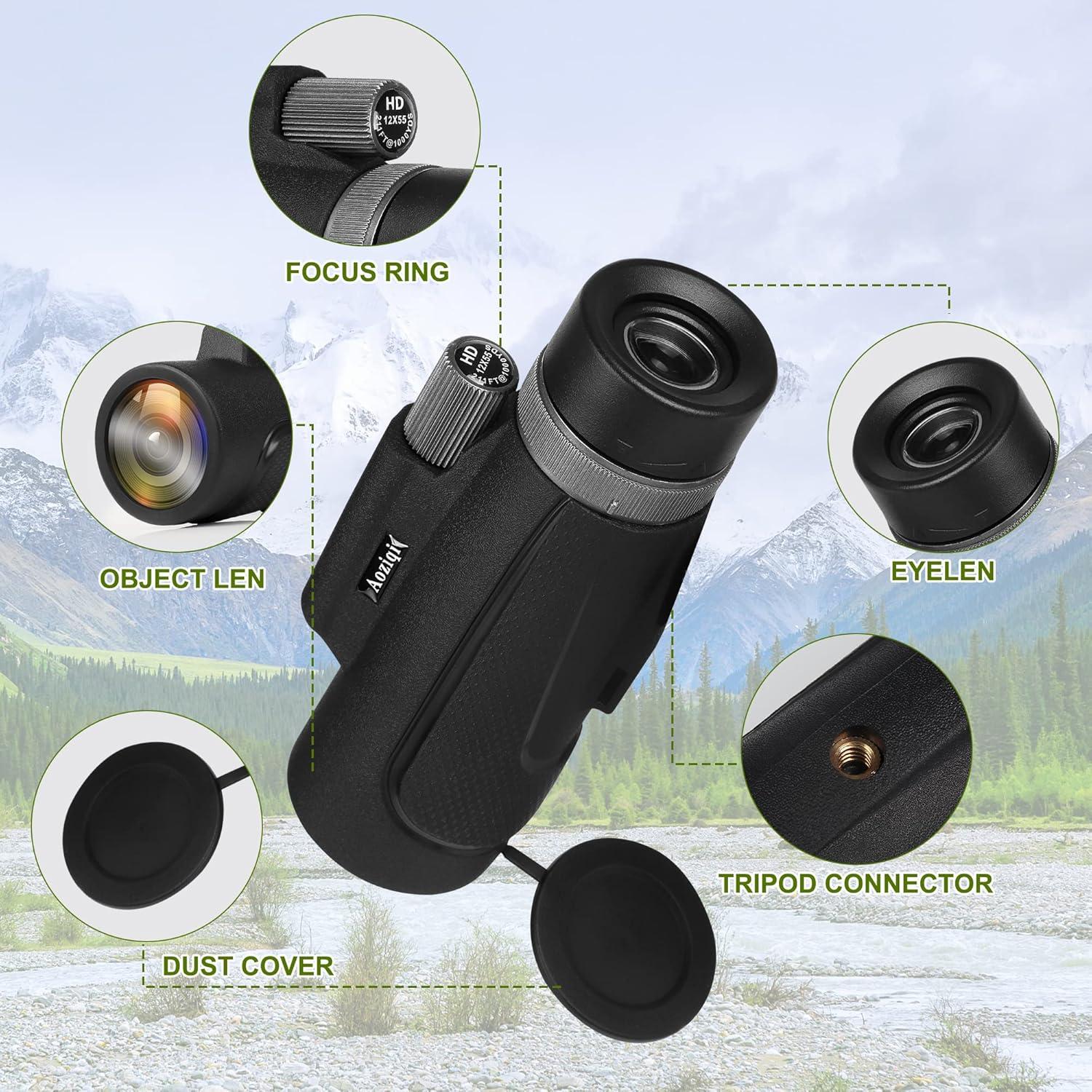 Telescopio Monocular HD 12x55 Aoziqi Impermeable 2023