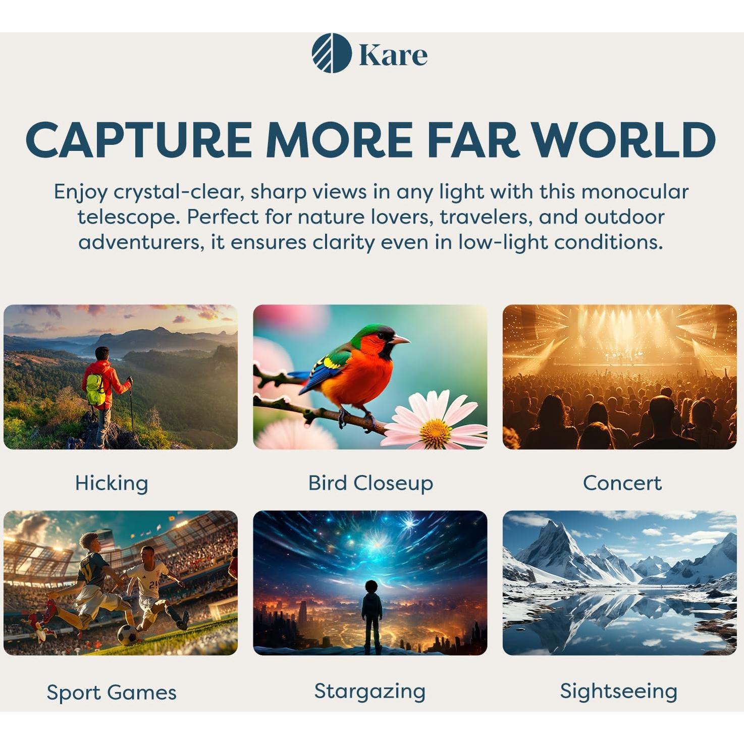 Telescopio Monocular Kare 80x100 Alta Definición con Soporte