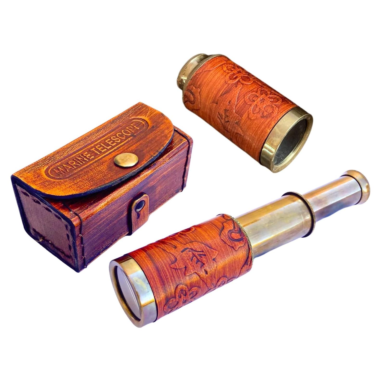 Telescopio de Bronce 15,24 cm con Funda de Cuero Khybex
