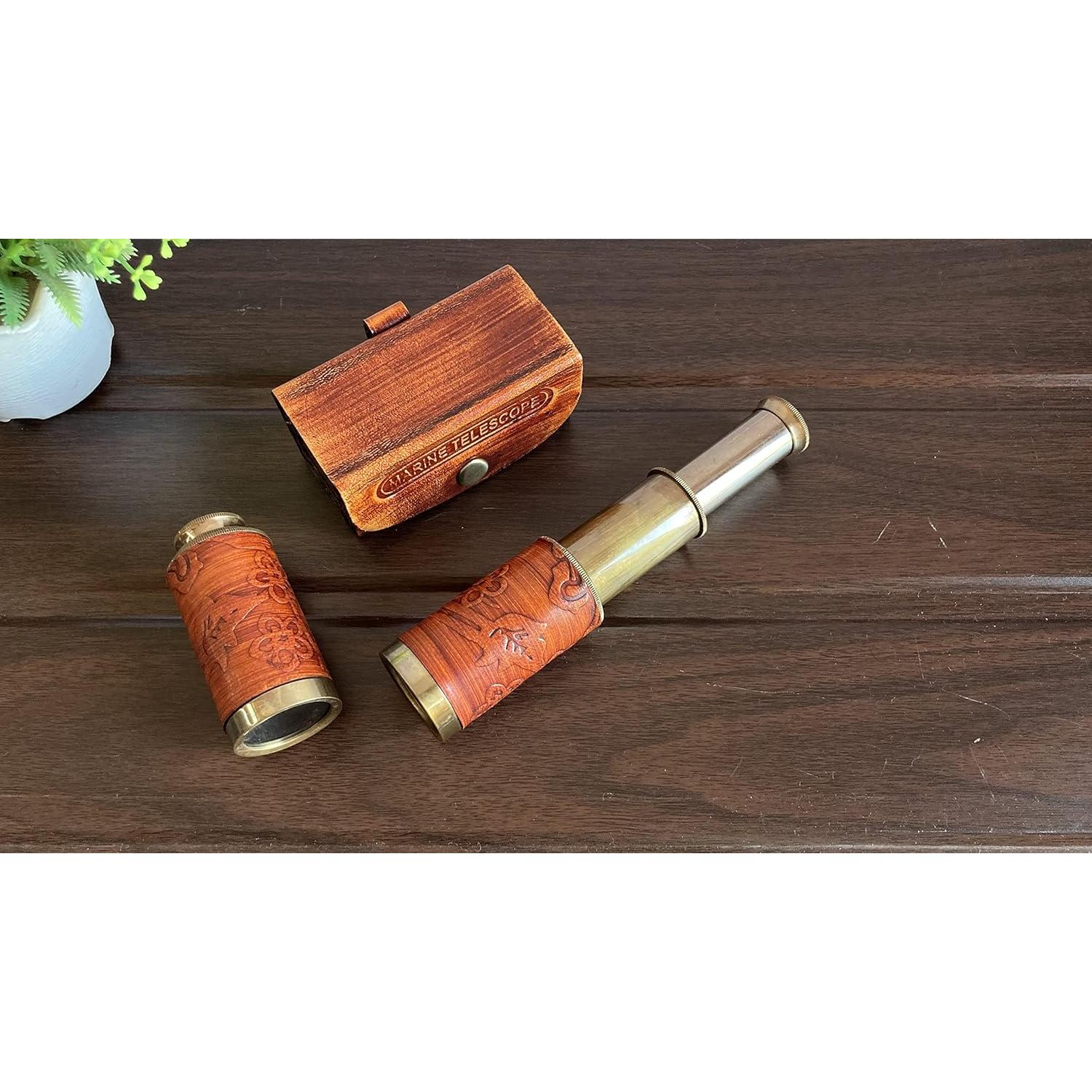 Telescopio de Bronce 15,24 cm con Funda de Cuero Khybex