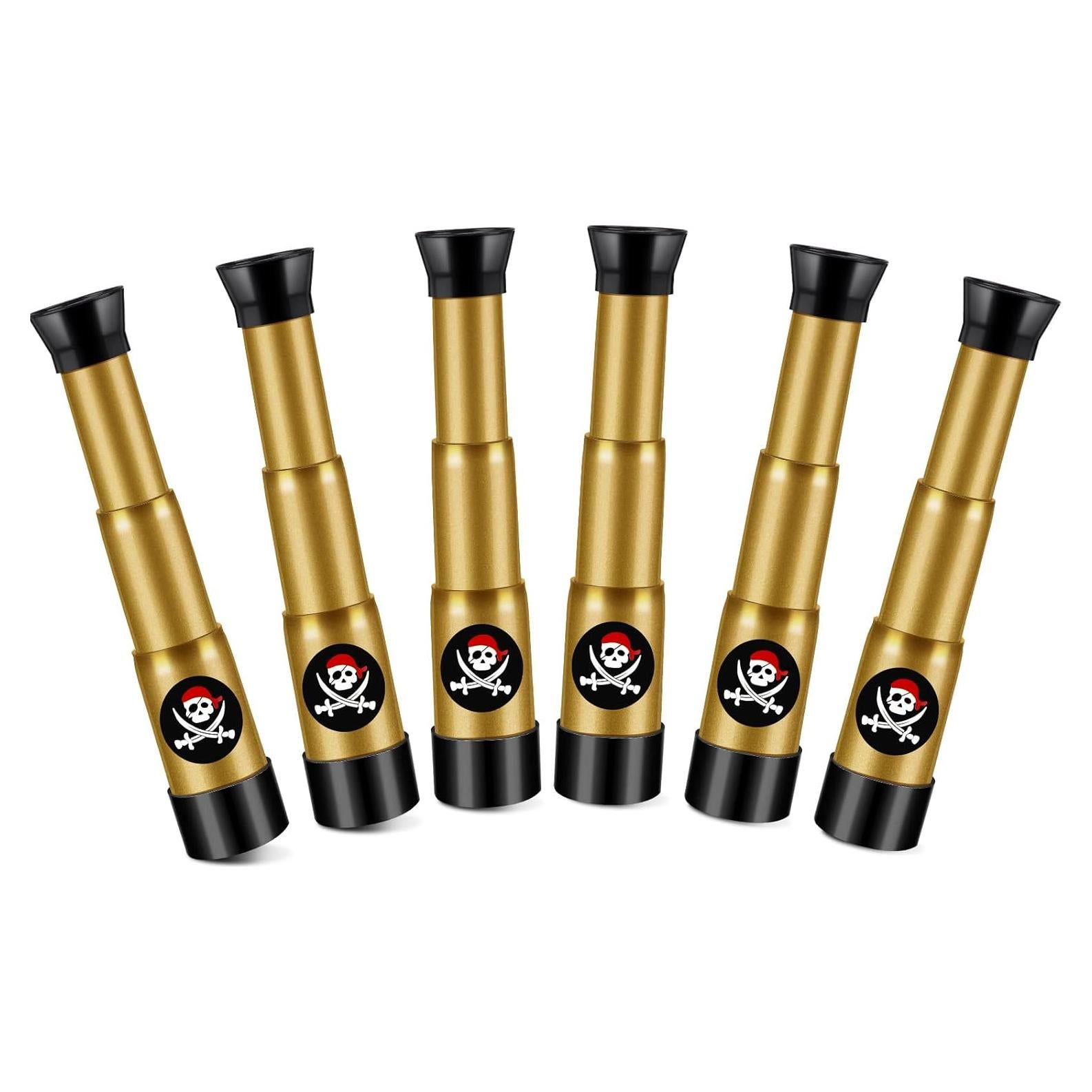 6 Telescopios Pirata de Plástico Ajustables Zubebe 18 cm