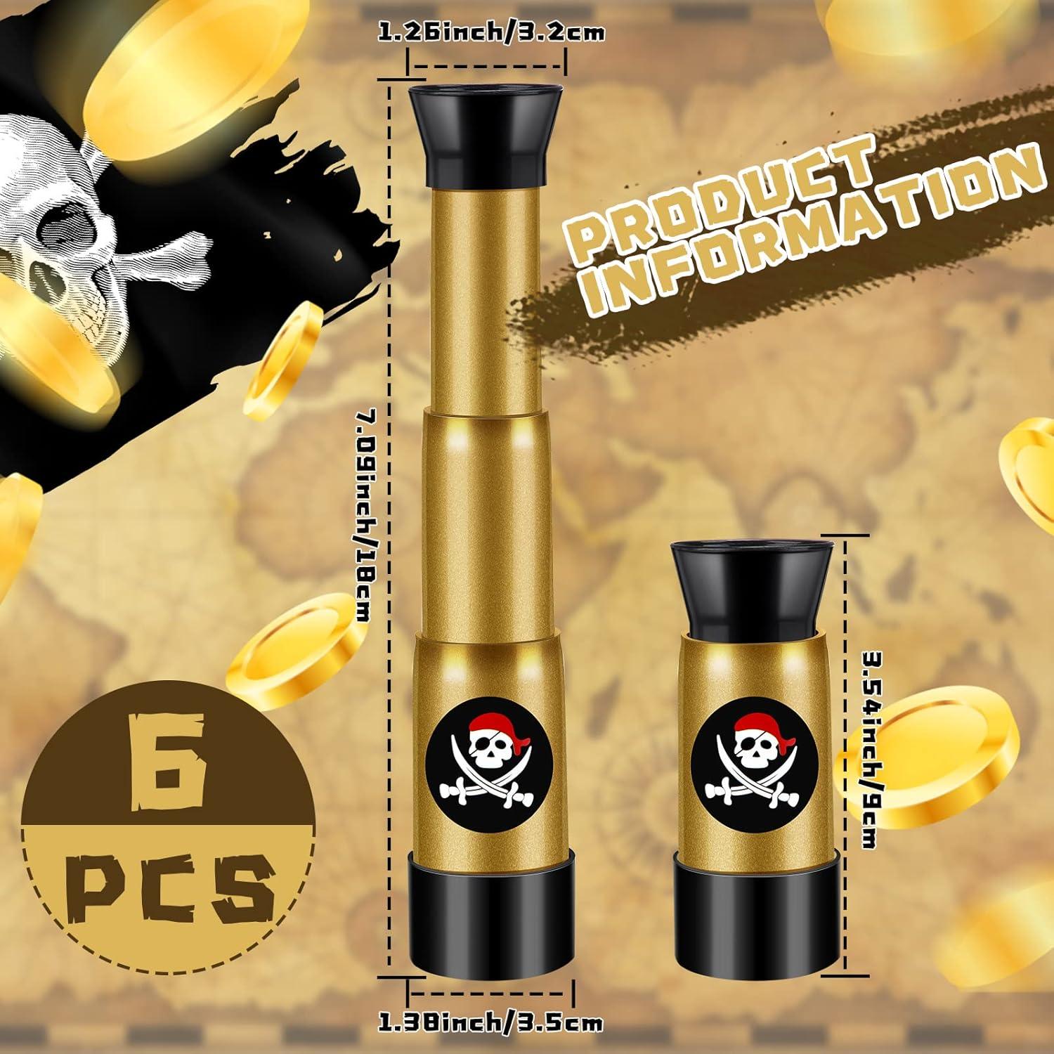 6 Telescopios Pirata de Plástico Ajustables Zubebe 18 cm