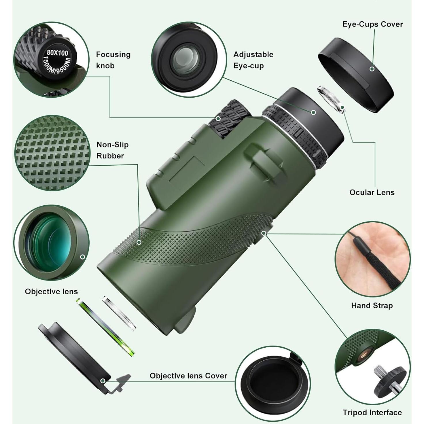 Telescopio Monocular Tigeberst KHD45 12x 52mm Impermeable